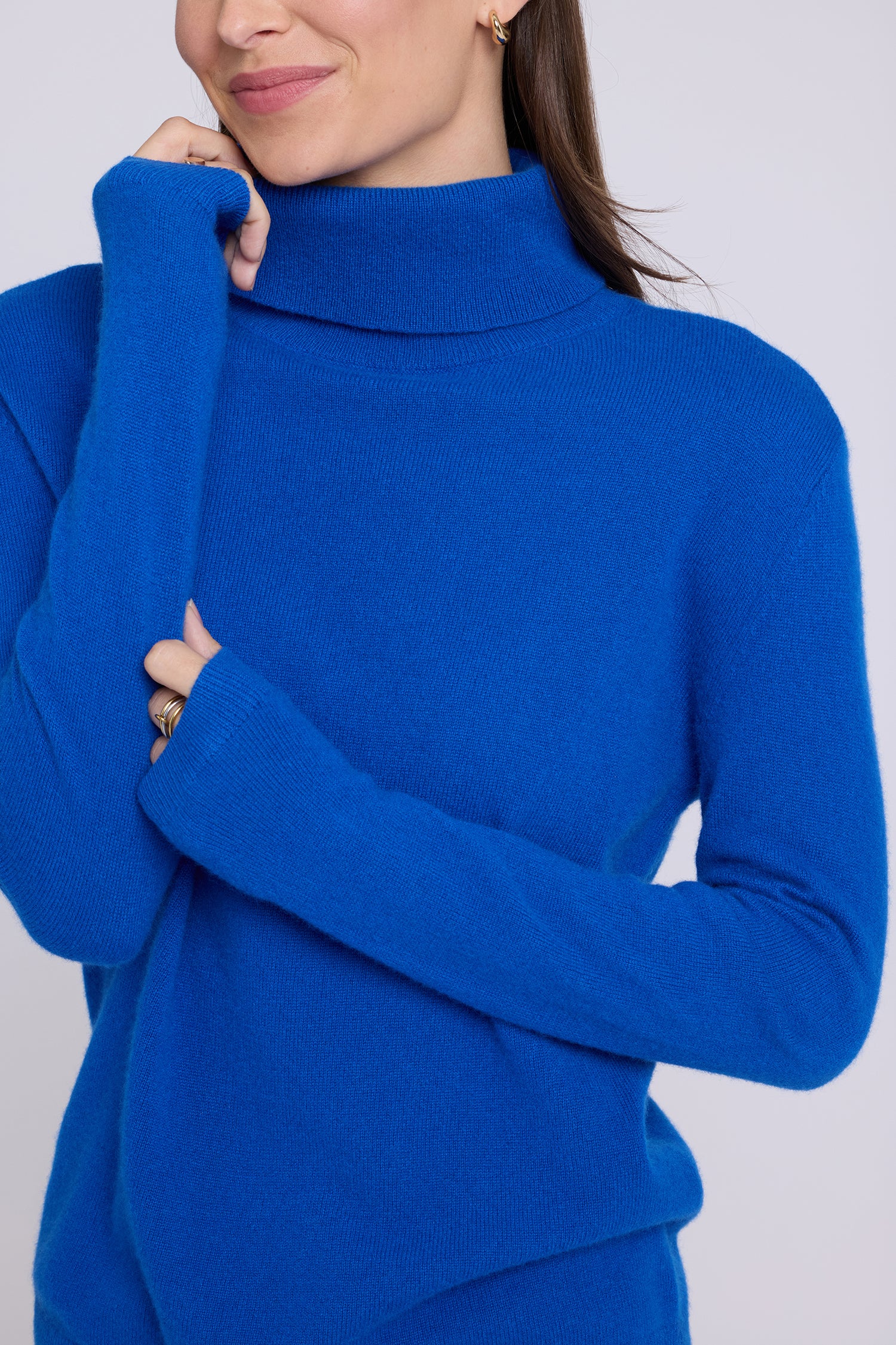 NYDJ Cashmere Essential Turtleneck Sweater  - Diamond Blue