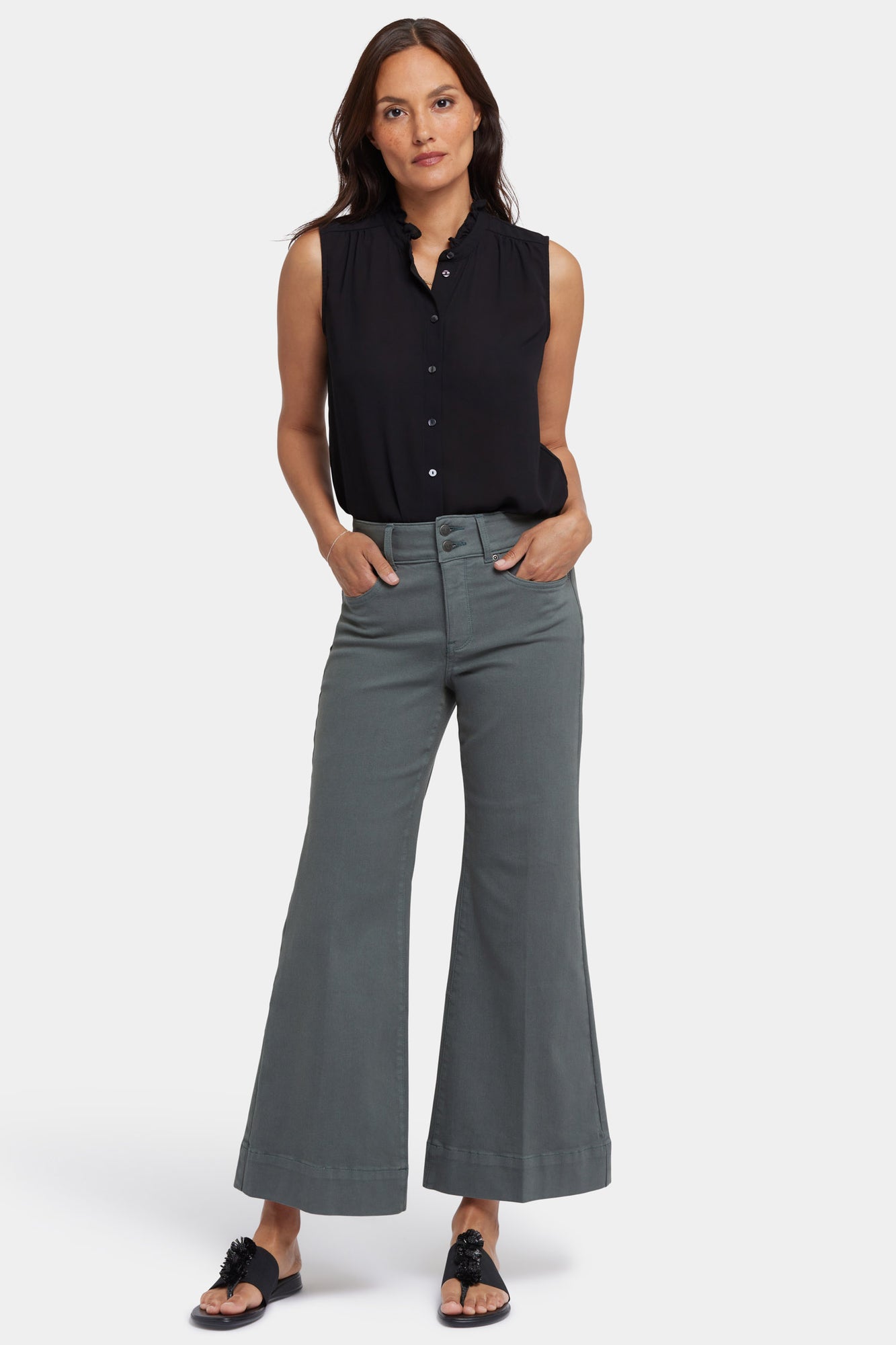 NYDJ Mia Palazzo Ankle Jeans In Cool Embrace® Denim With High Rise - Sage Leaf