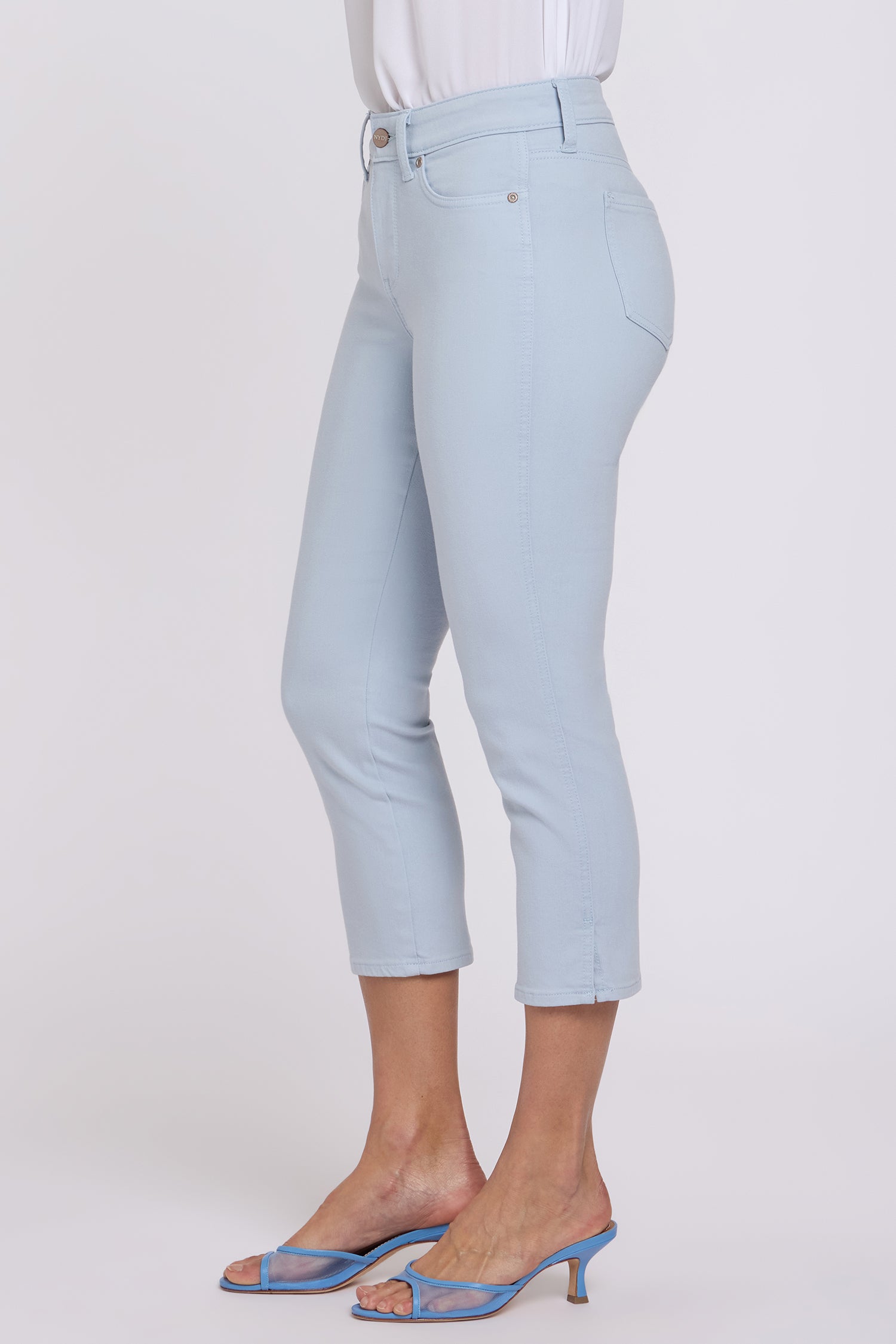 Chloe Capri Jeans In Cool Embrace® Denim With Side Slits - Blue