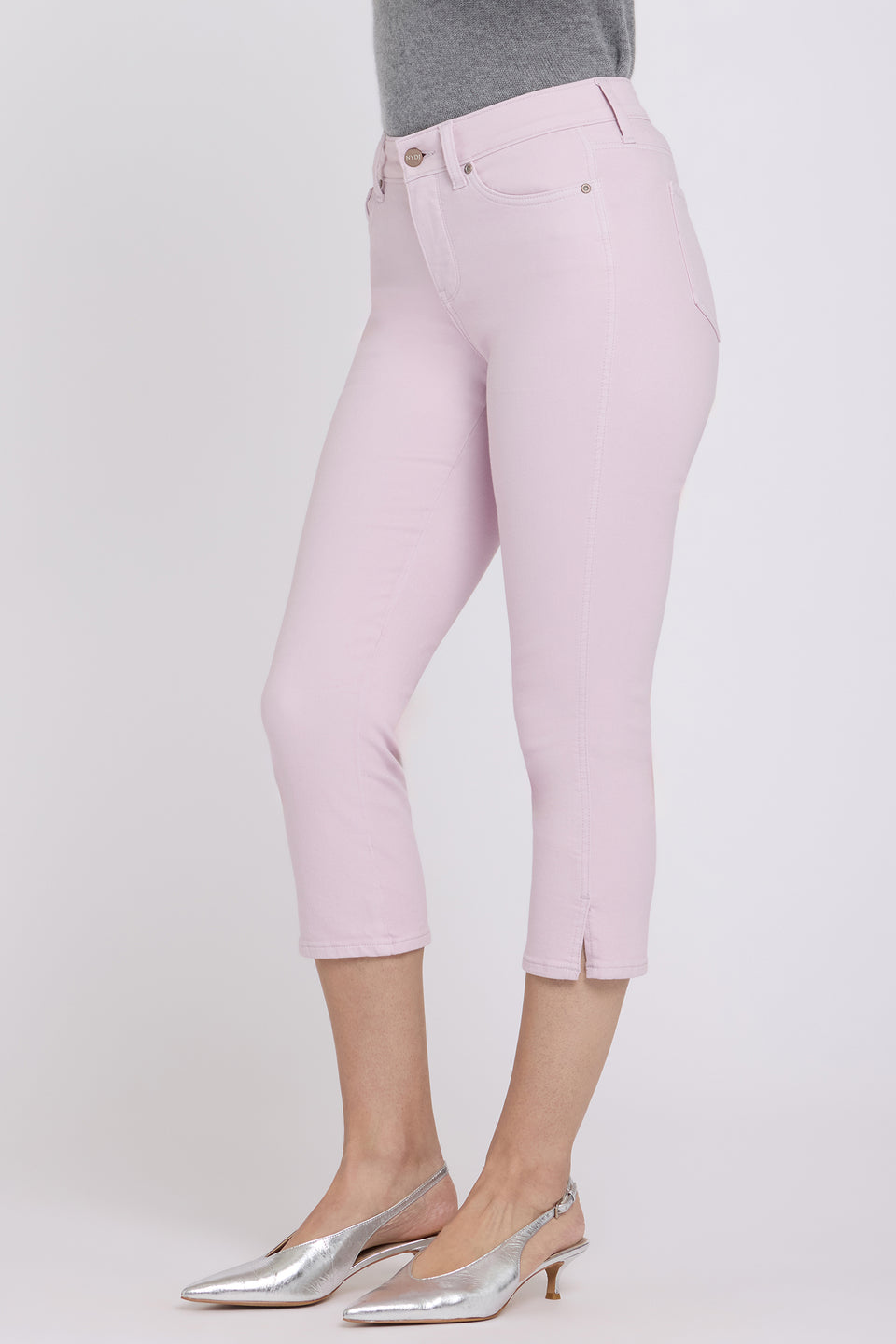 Chloe Capri Jeans In Cool Embrace® Denim With Side Slits - Light Lilac ...