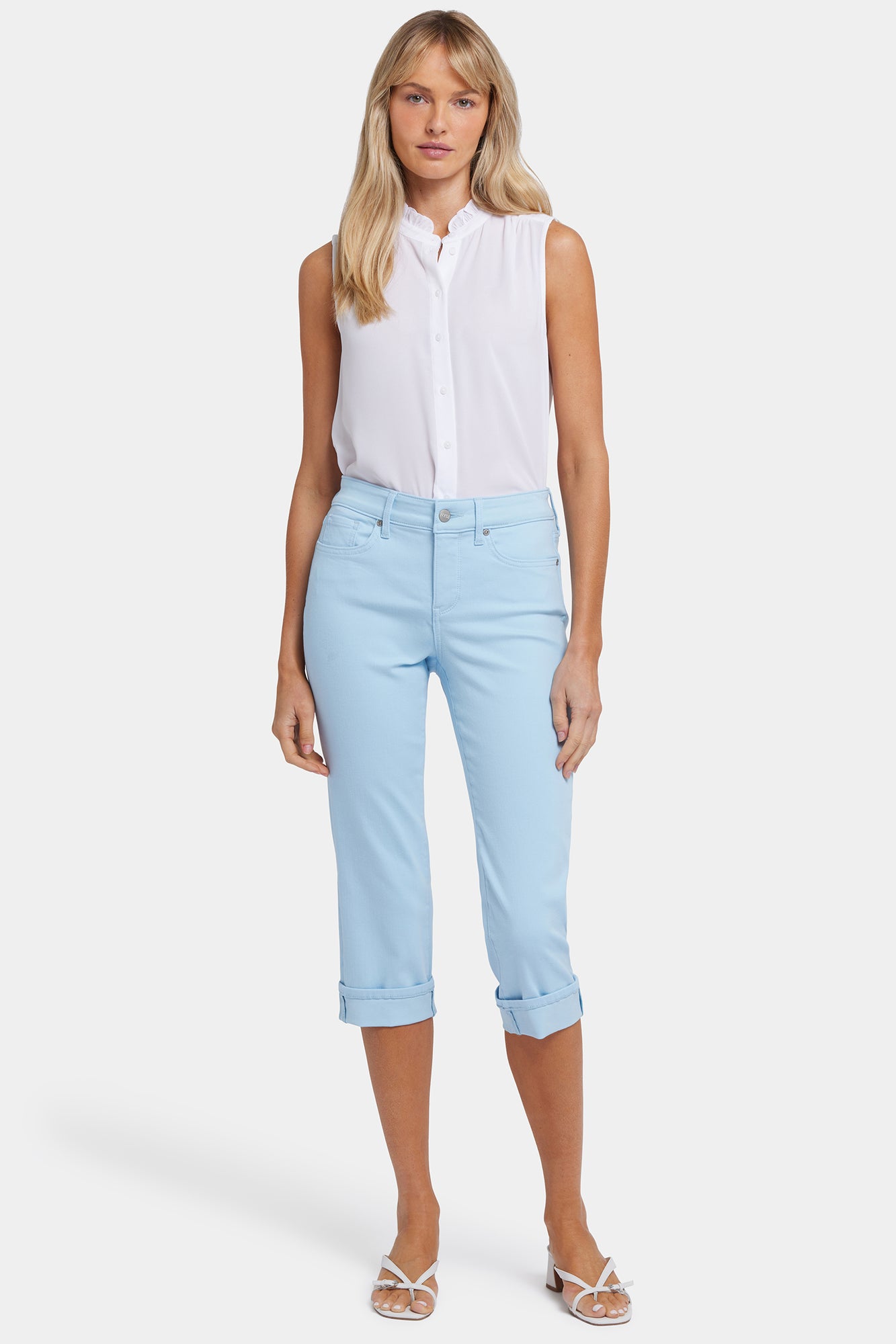 NYDJ Marilyn Straight Crop Jeans In Cool Embrace® Denim With Cuffs - Aquatic