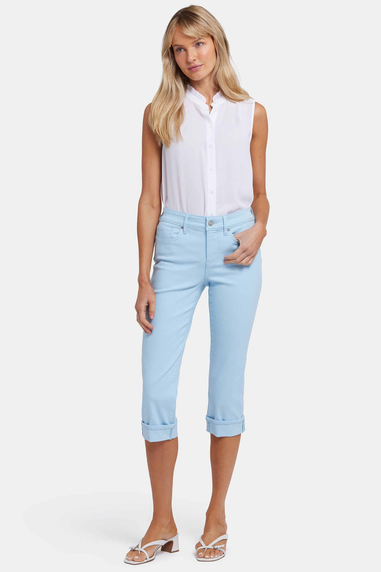 NYDJ Marilyn Straight Crop Jeans In Cool Embrace® Denim With Cuffs - Aquatic