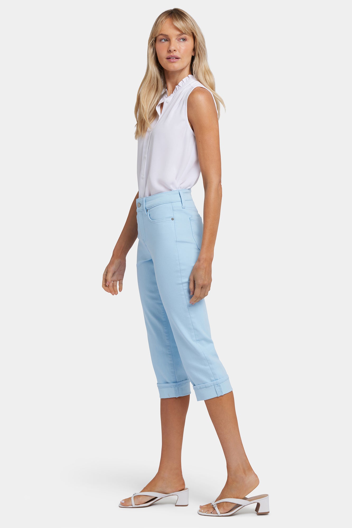 NYDJ Marilyn Straight Crop Jeans In Cool Embrace® Denim With Cuffs - Aquatic