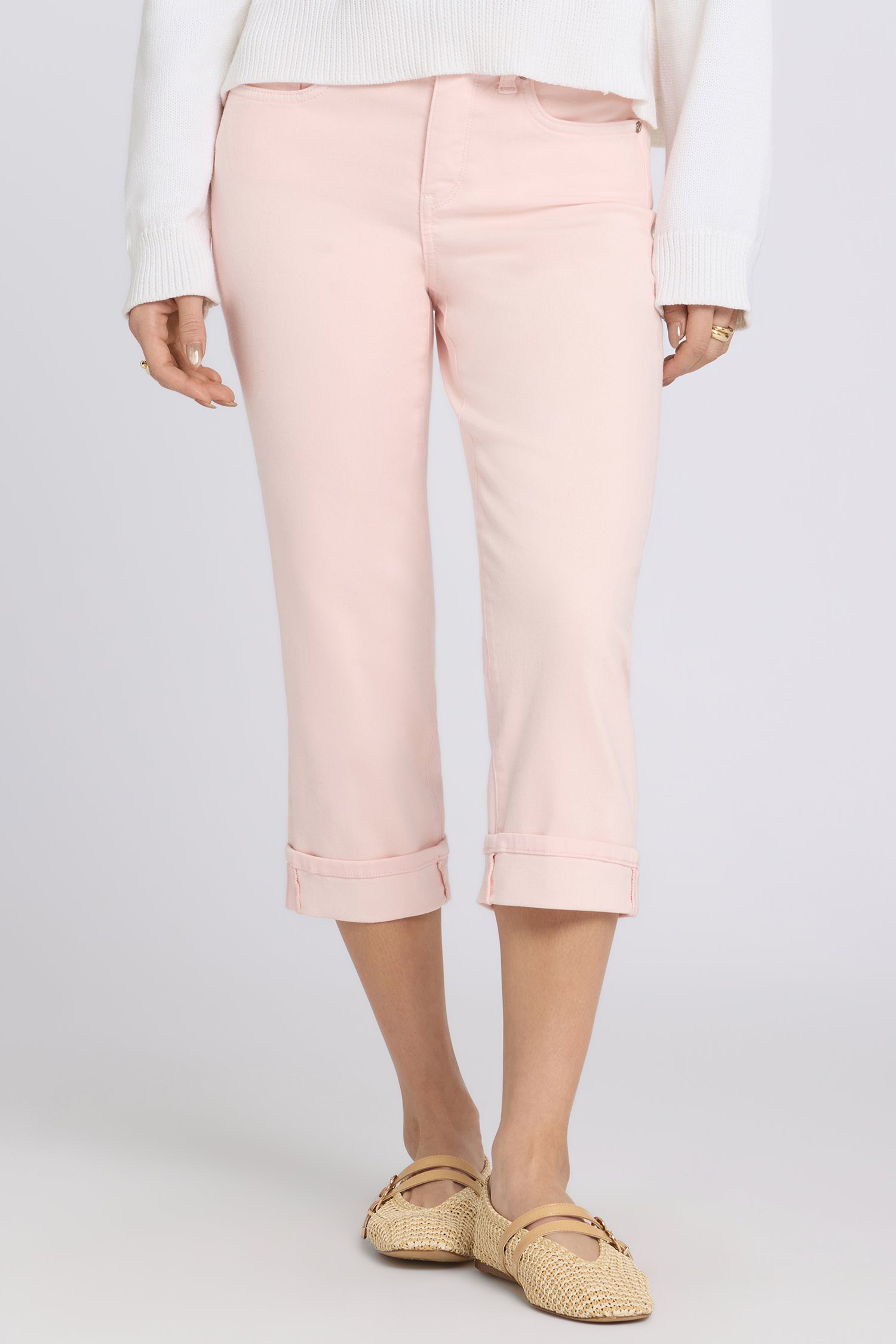 NYDJ Marilyn Straight Crop Jeans In Cool Embrace® Denim With Cuffs - Pink Dogwood
