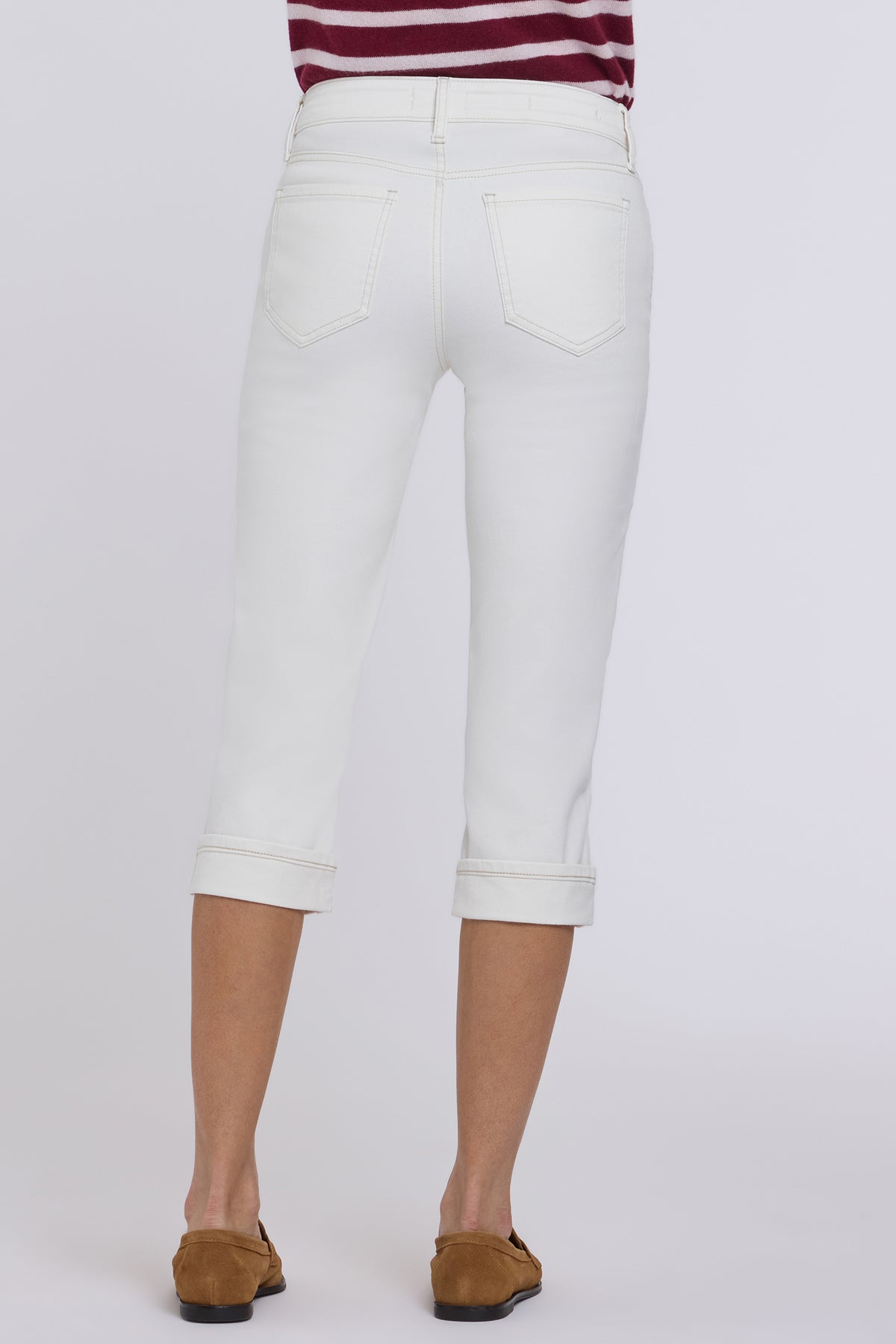 NYDJ Marilyn Straight Crop Jeans In Cool Embrace® Denim With Cuffs - Vintage White