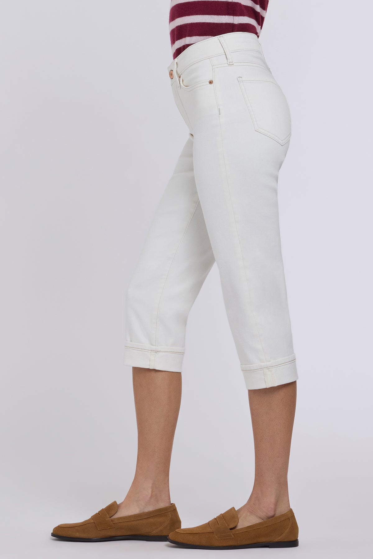 NYDJ Marilyn Straight Crop Jeans In Cool Embrace® Denim With Cuffs - Vintage White