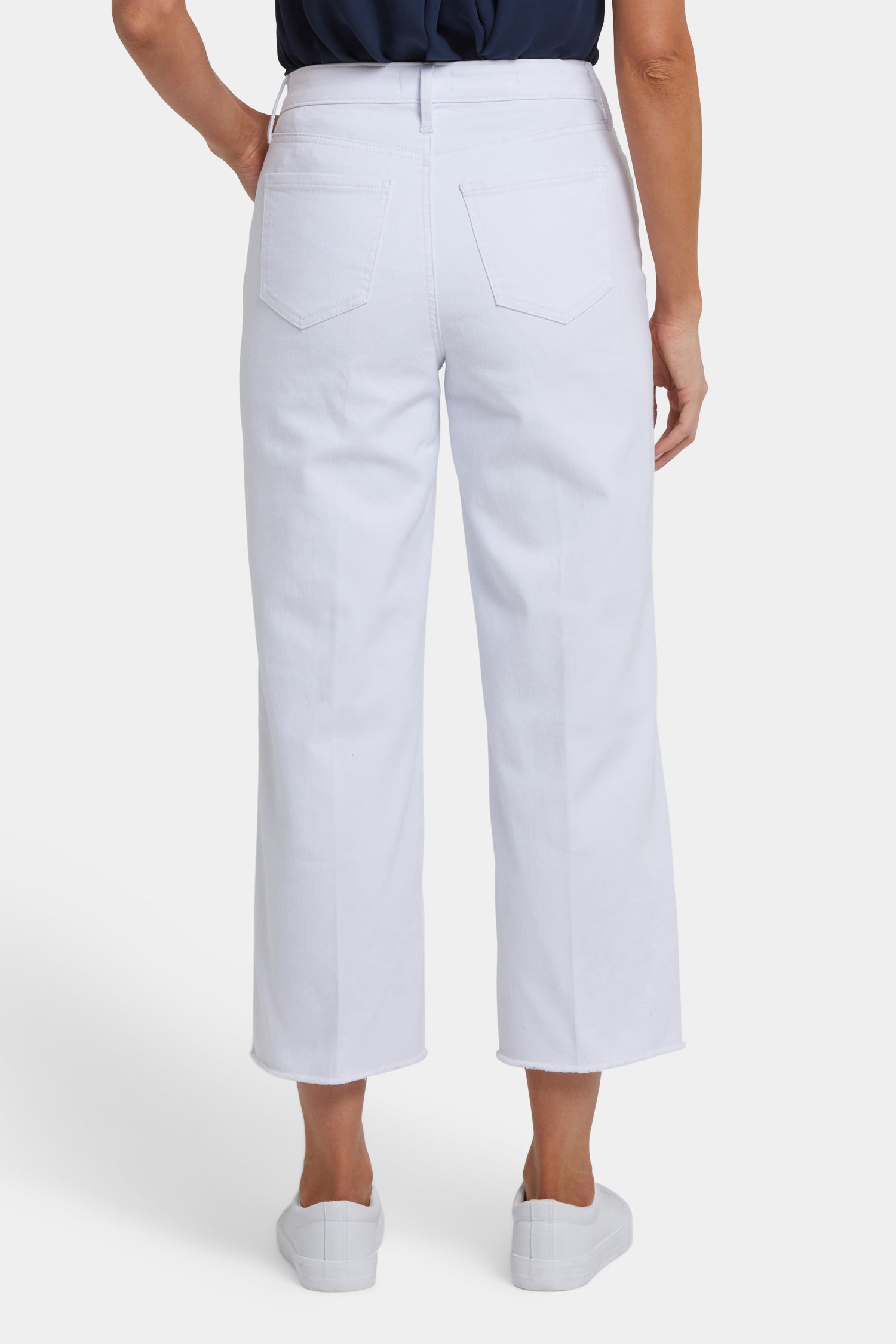 NYDJ Coco Relaxed Wide Leg Crop Jeans In Cool Embrace® Denim With High Rise And Frayed Hems - Optic White