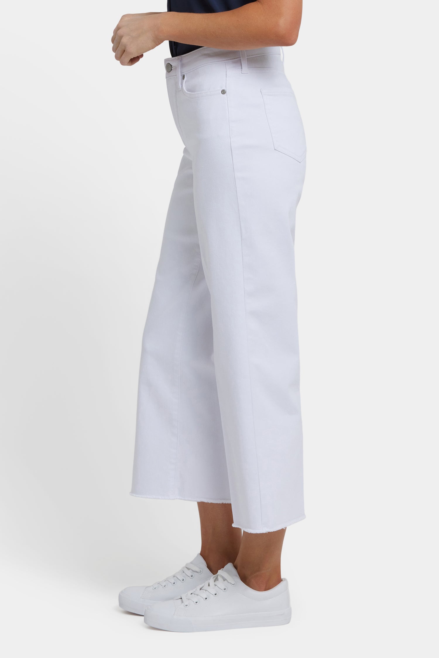 NYDJ Coco Relaxed Wide Leg Crop Jeans In Cool Embrace® Denim With High Rise And Frayed Hems - Optic White