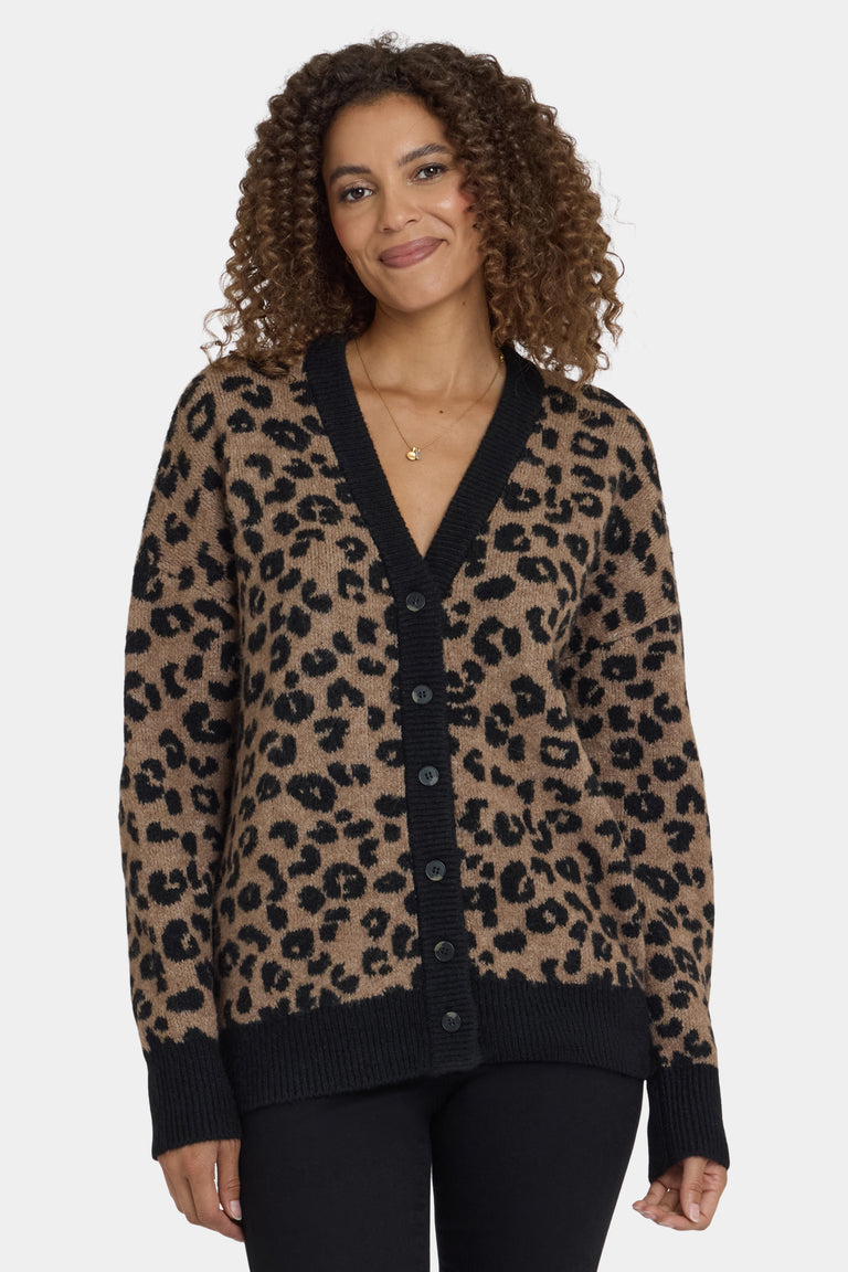 NYDJ Cheetah Cardigan  - Black Combo