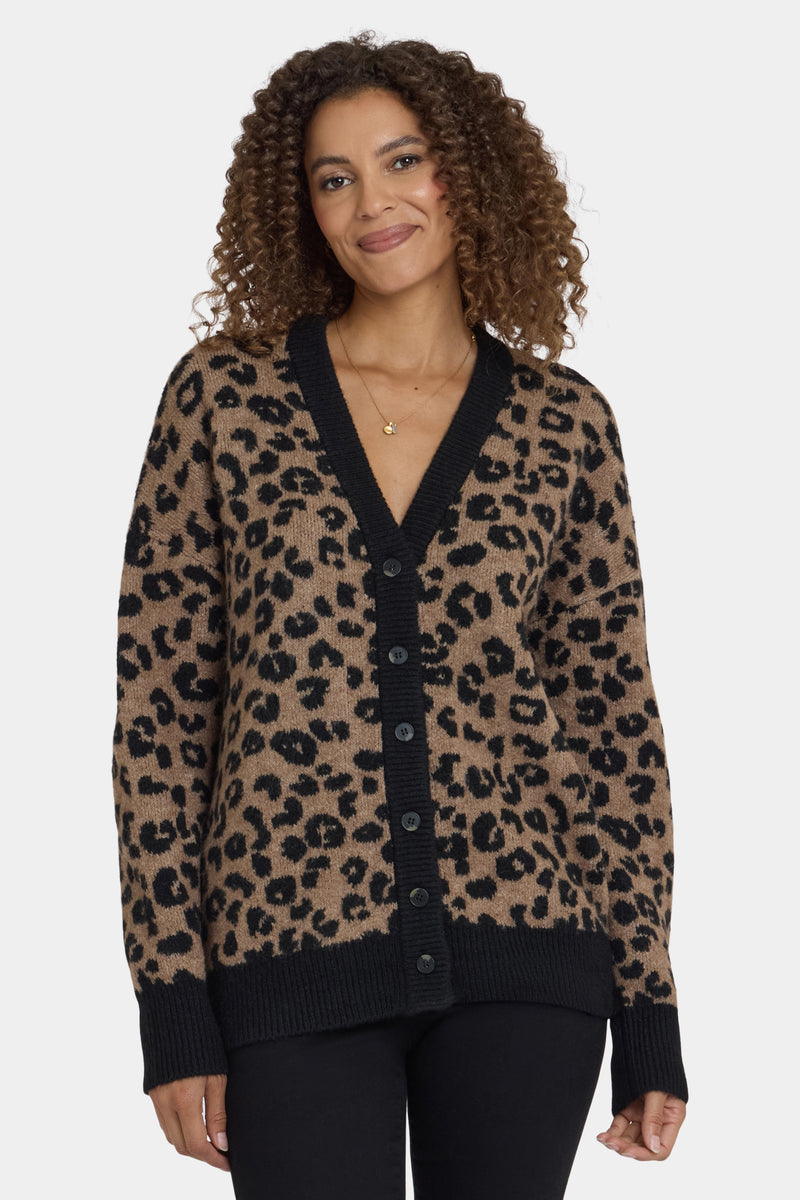 NYDJ Cheetah Cardigan  - Black Combo