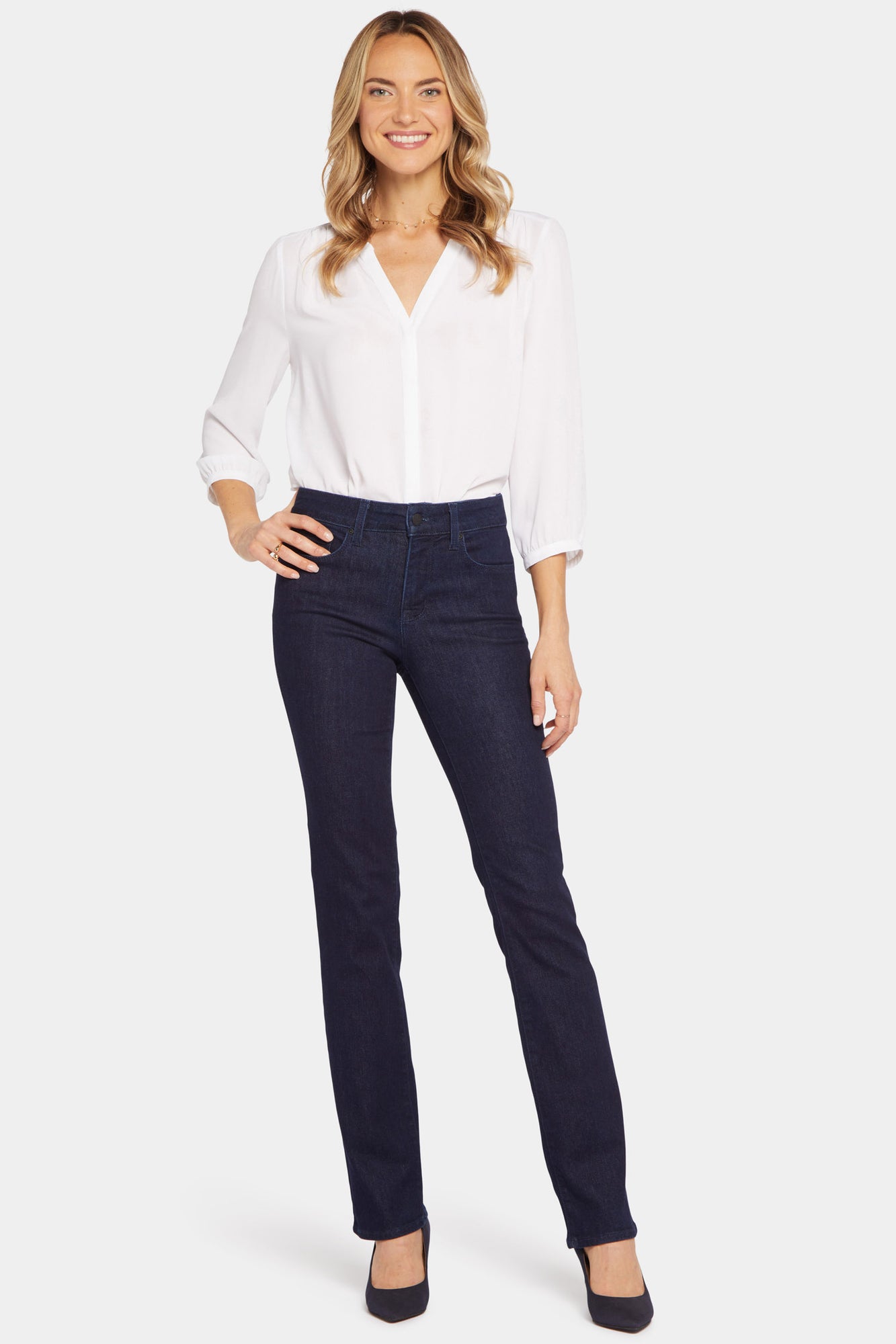 NYDJ Marilyn Straight Jeans With Short Inseam - Rinse