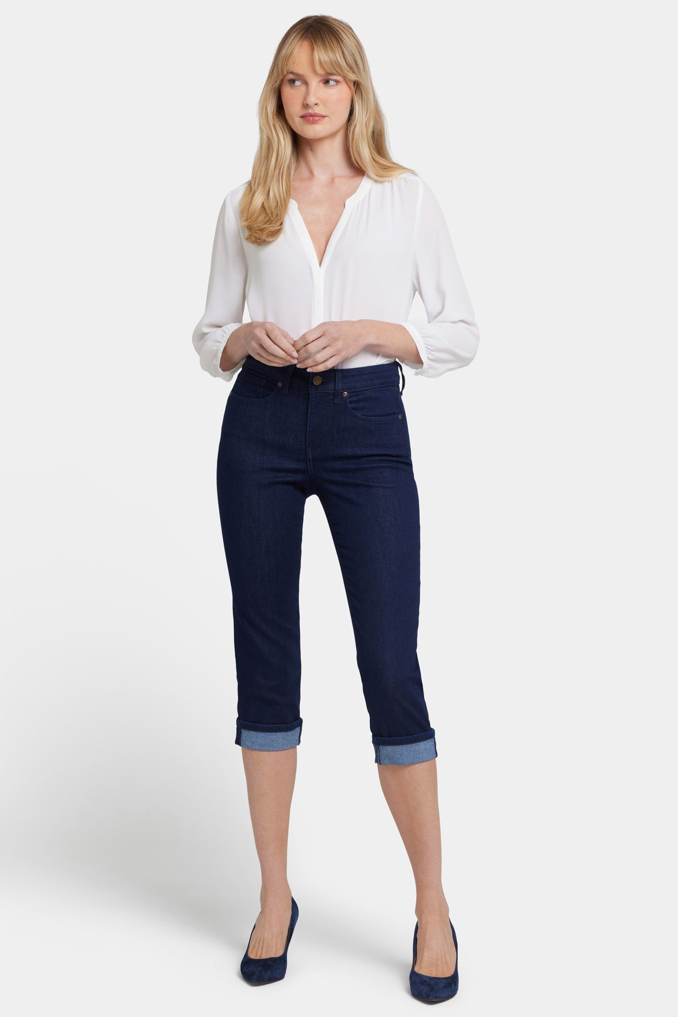 NYDJ Marilyn Straight Crop Jeans With Cuff - Rinse