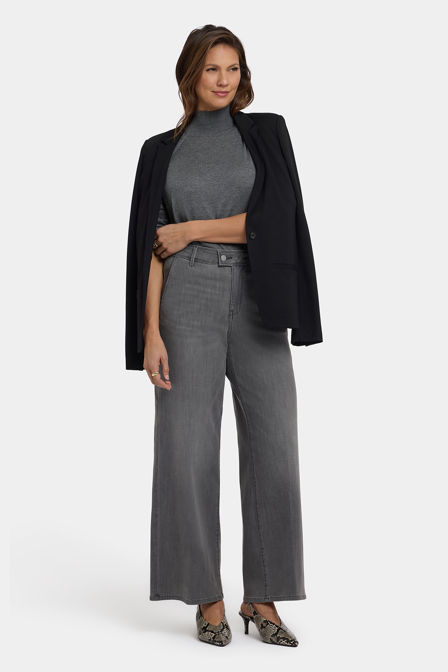 NYDJ Mona Wide Leg Trouser Jeans With High Rise - Chateau Shadow