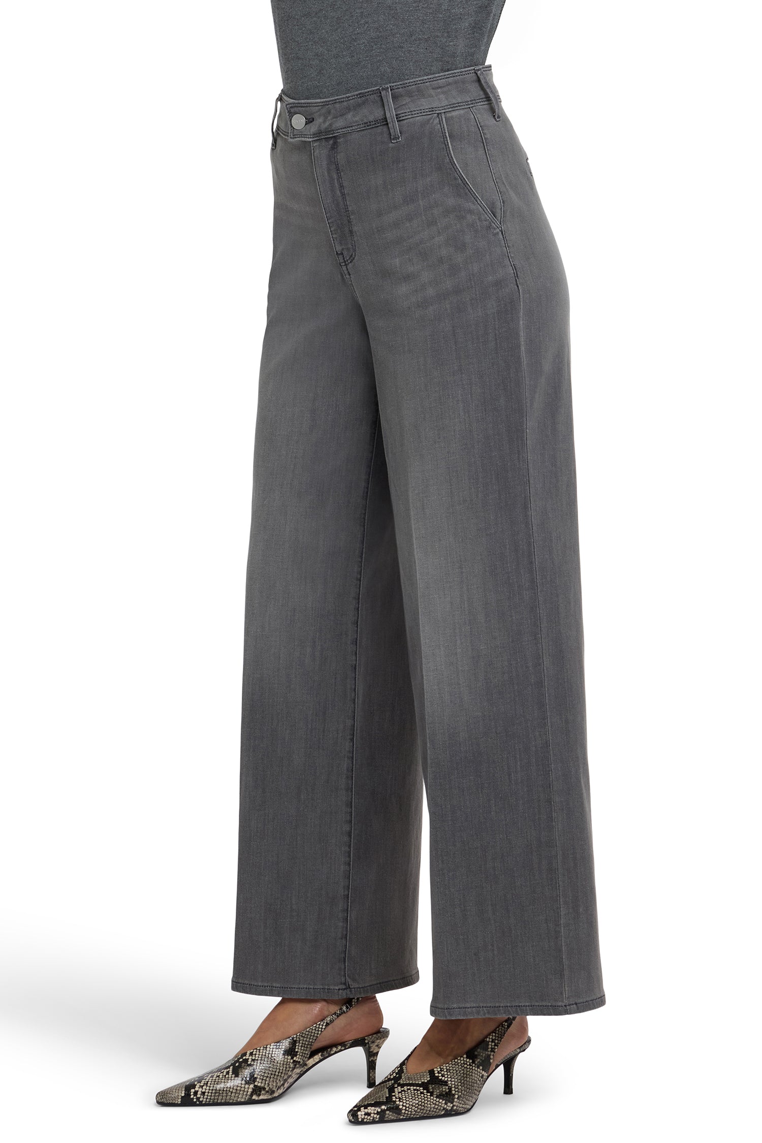 NYDJ Mona Wide Leg Trouser Jeans With High Rise - Chateau Shadow