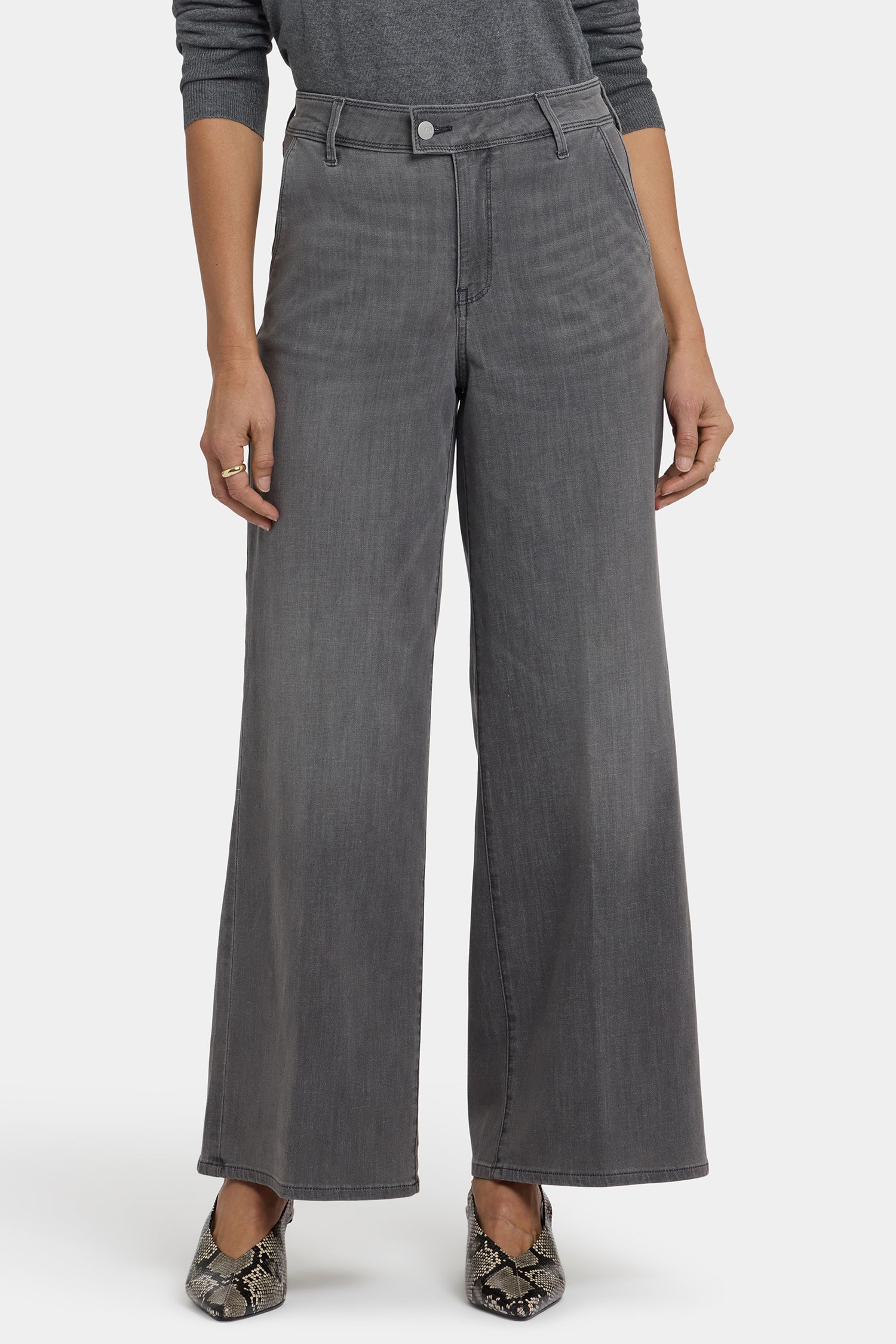 NYDJ Mona Wide Leg Trouser Jeans With High Rise - Chateau Shadow