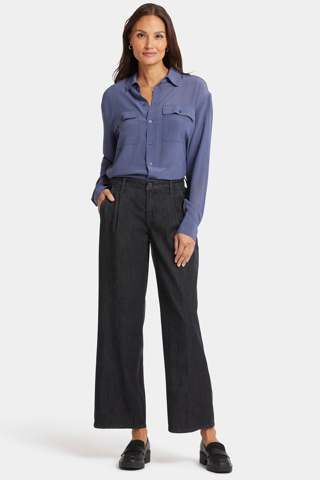 NYDJ Teresa Wide Leg Ankle Jeans With Pleats - Eternity