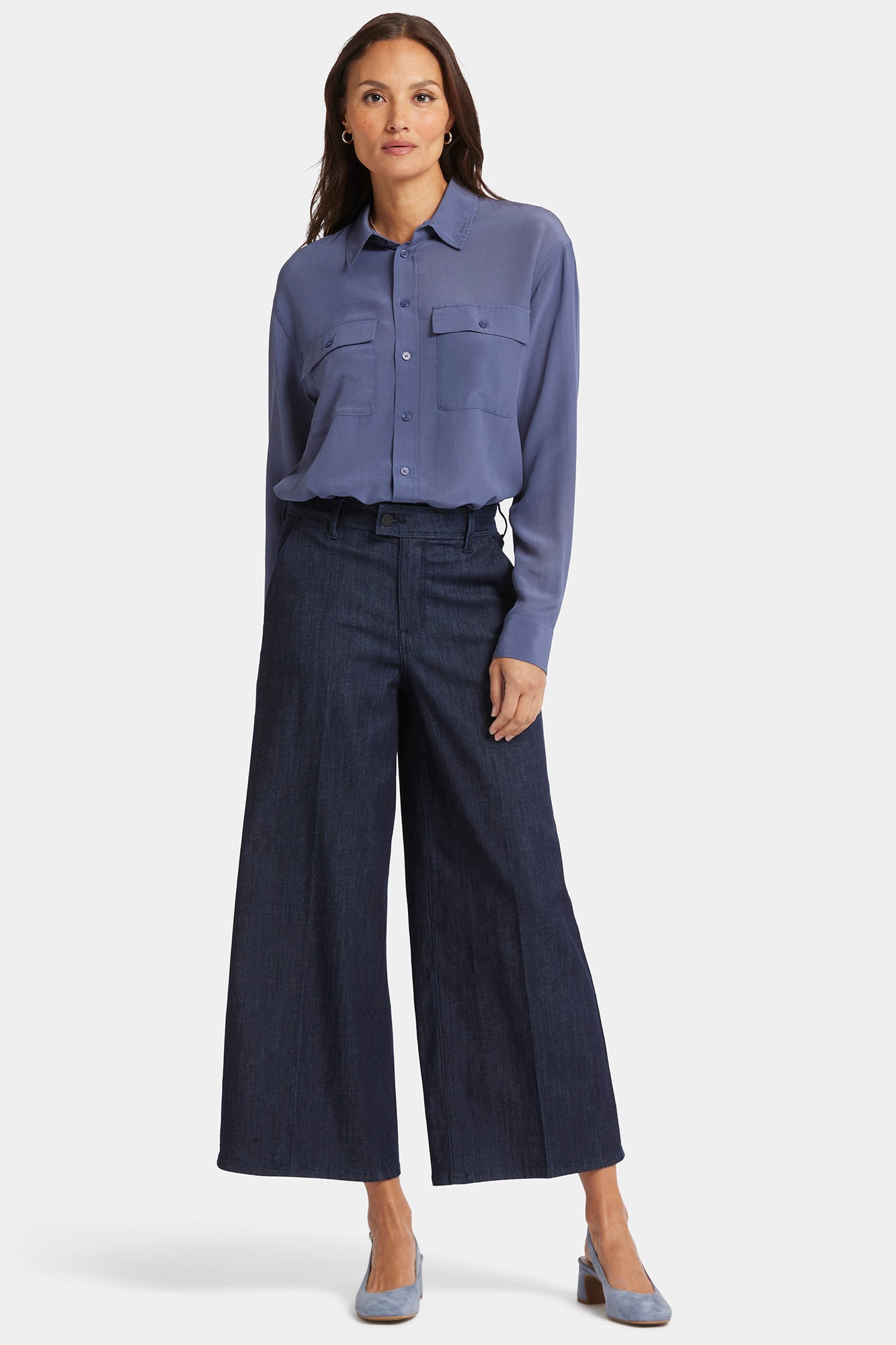 NYDJ Mona Wide Leg Trouser Ankle Jeans With High Rise - Lightweight Rinse