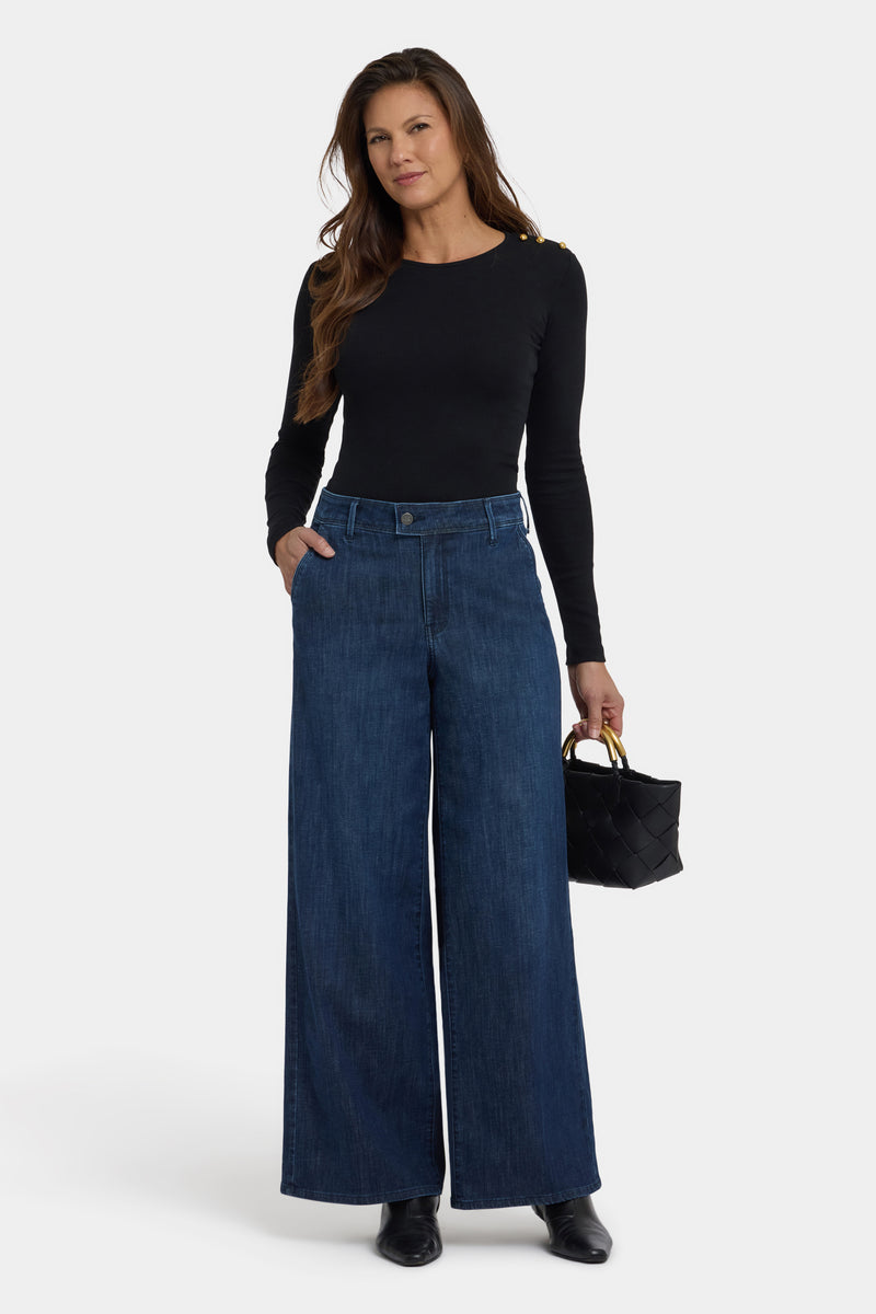 Mona Wide Leg Trouser Jeans With High Rise - Louvre Sapphire Blue