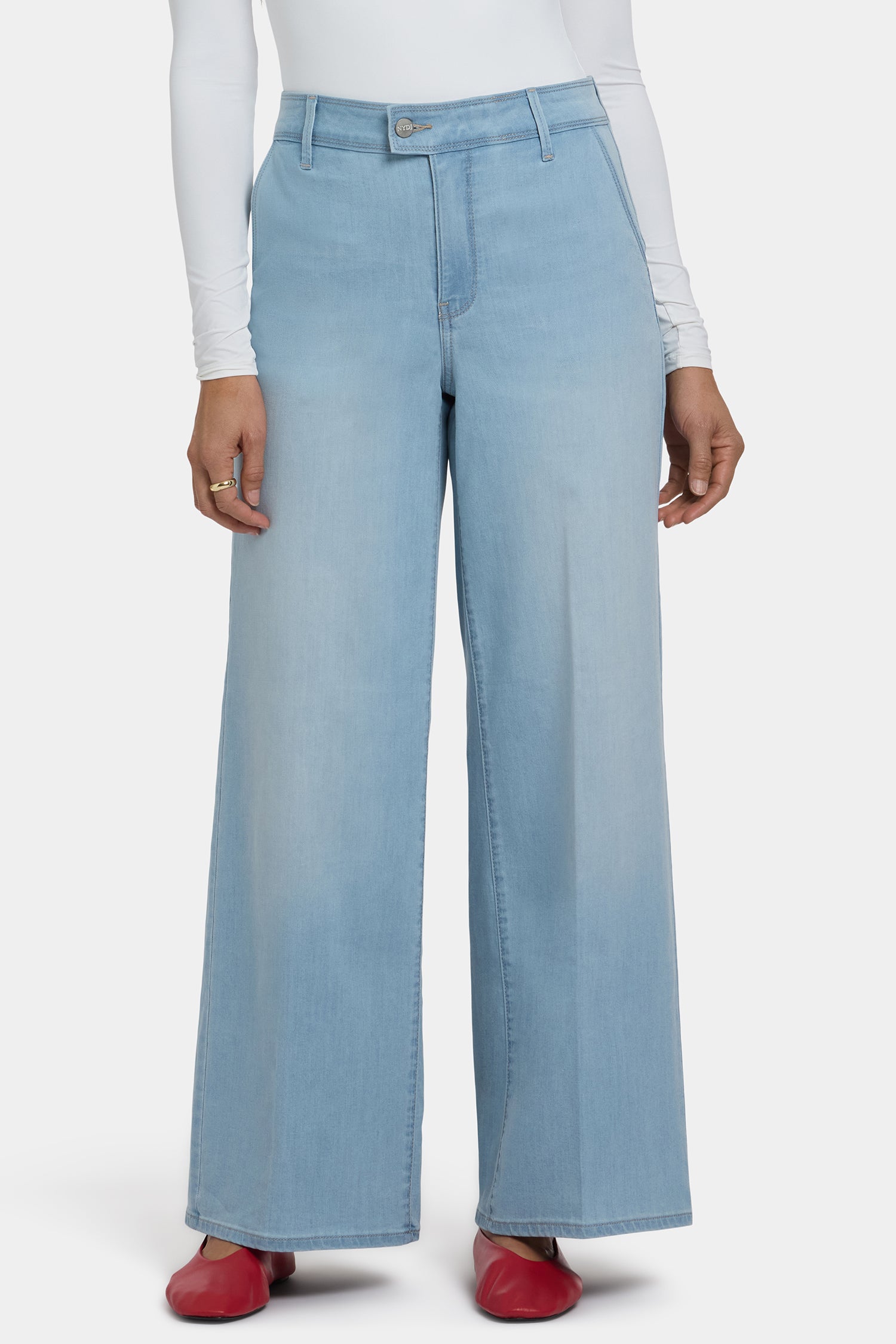 Mona Wide Leg Trouser Jeans With High Rise - Oceanfront Blue | NYDJ