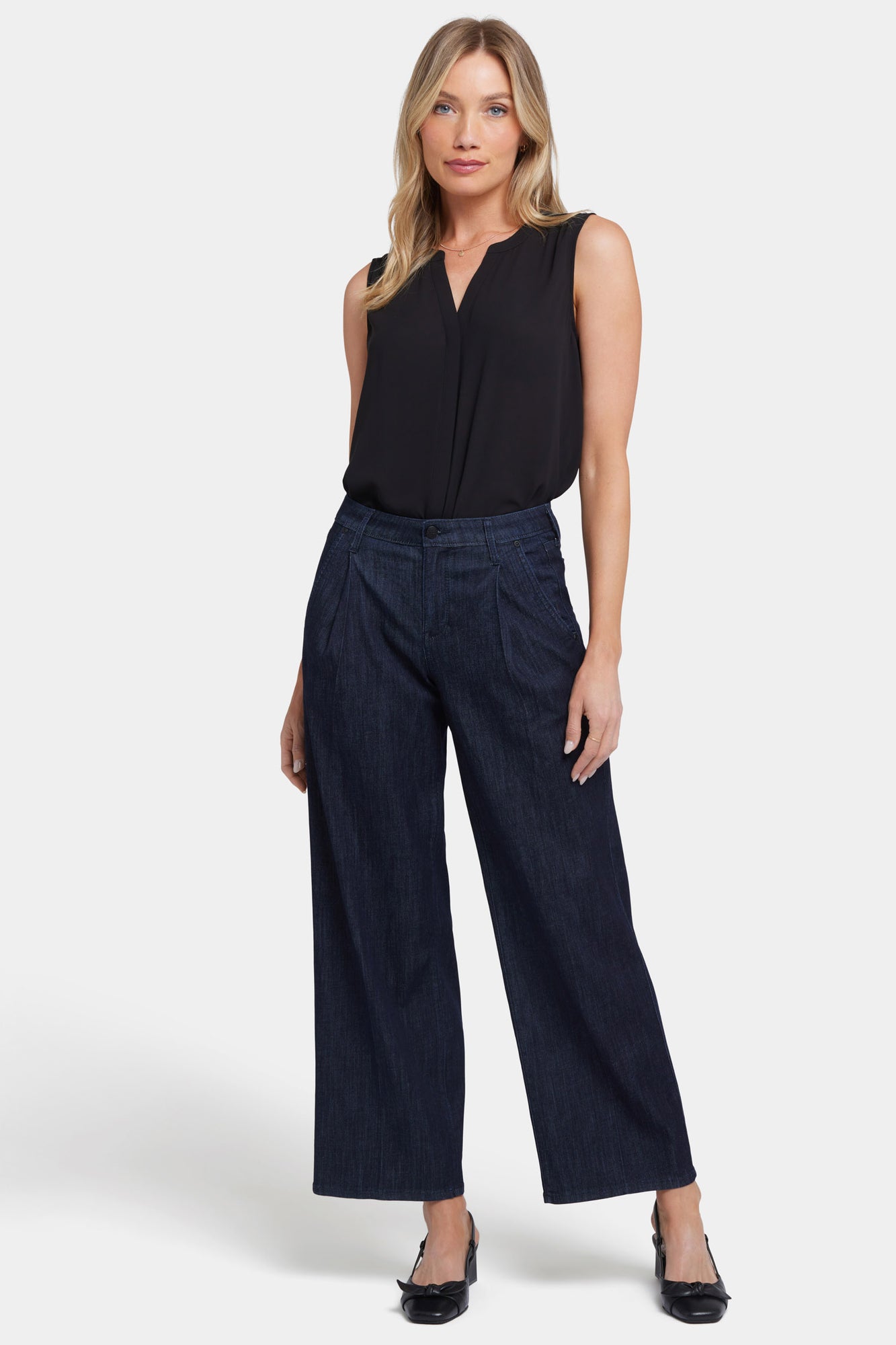 NYDJ Teresa Wide Leg Ankle Jeans With Pleats - Rinse