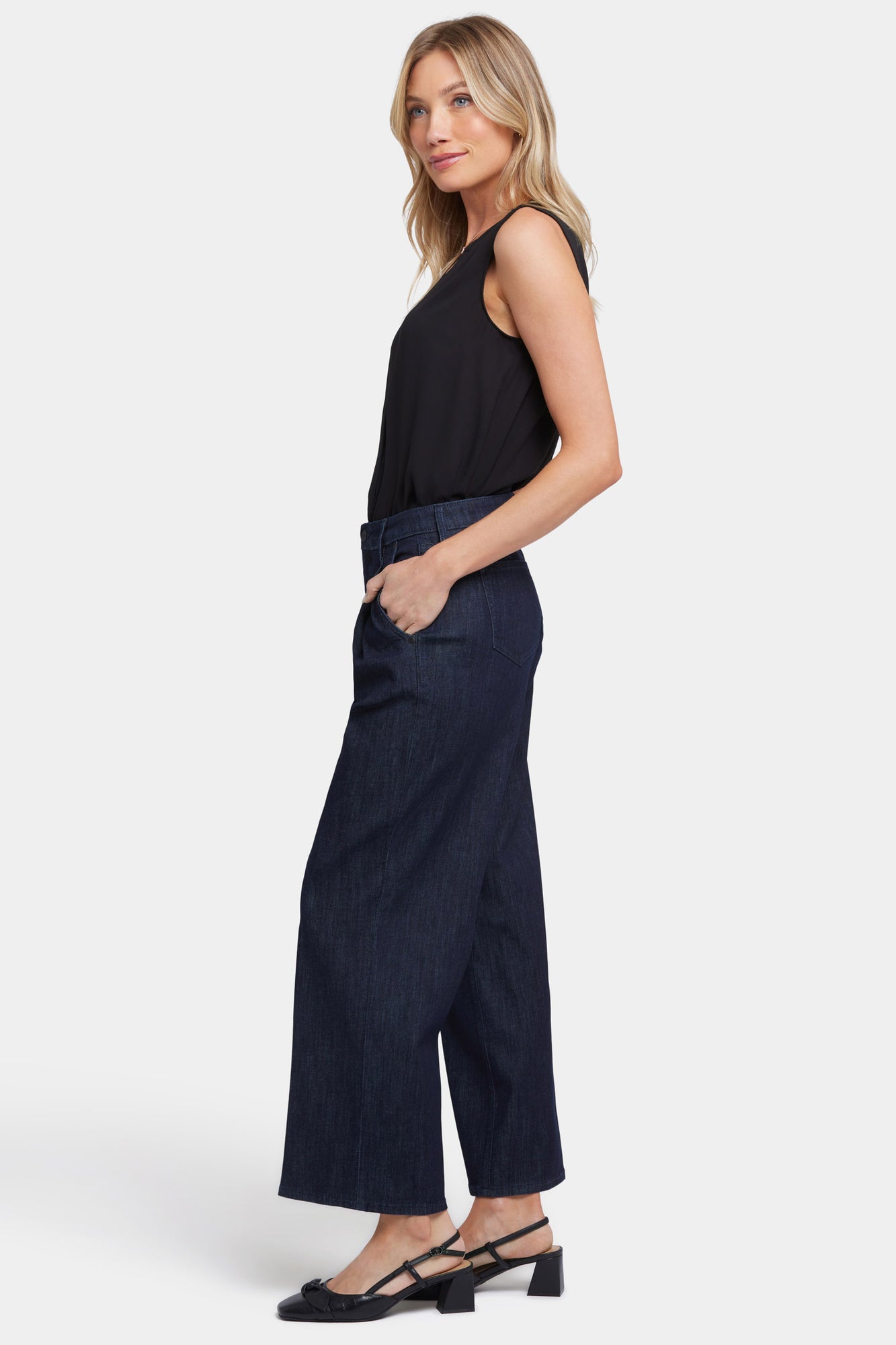 NYDJ Teresa Wide Leg Ankle Jeans With Pleats - Rinse