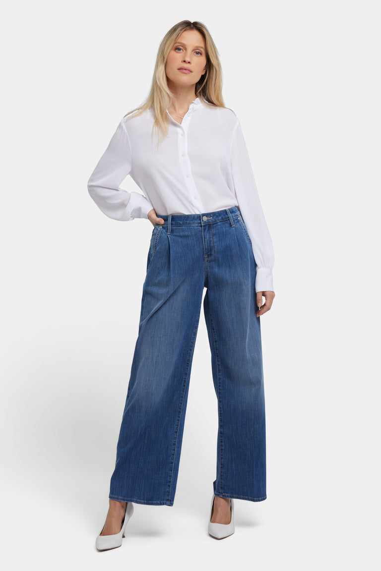 NYDJ Teresa Wide Leg Ankle Jeans With Pleats - Romantic Indigo