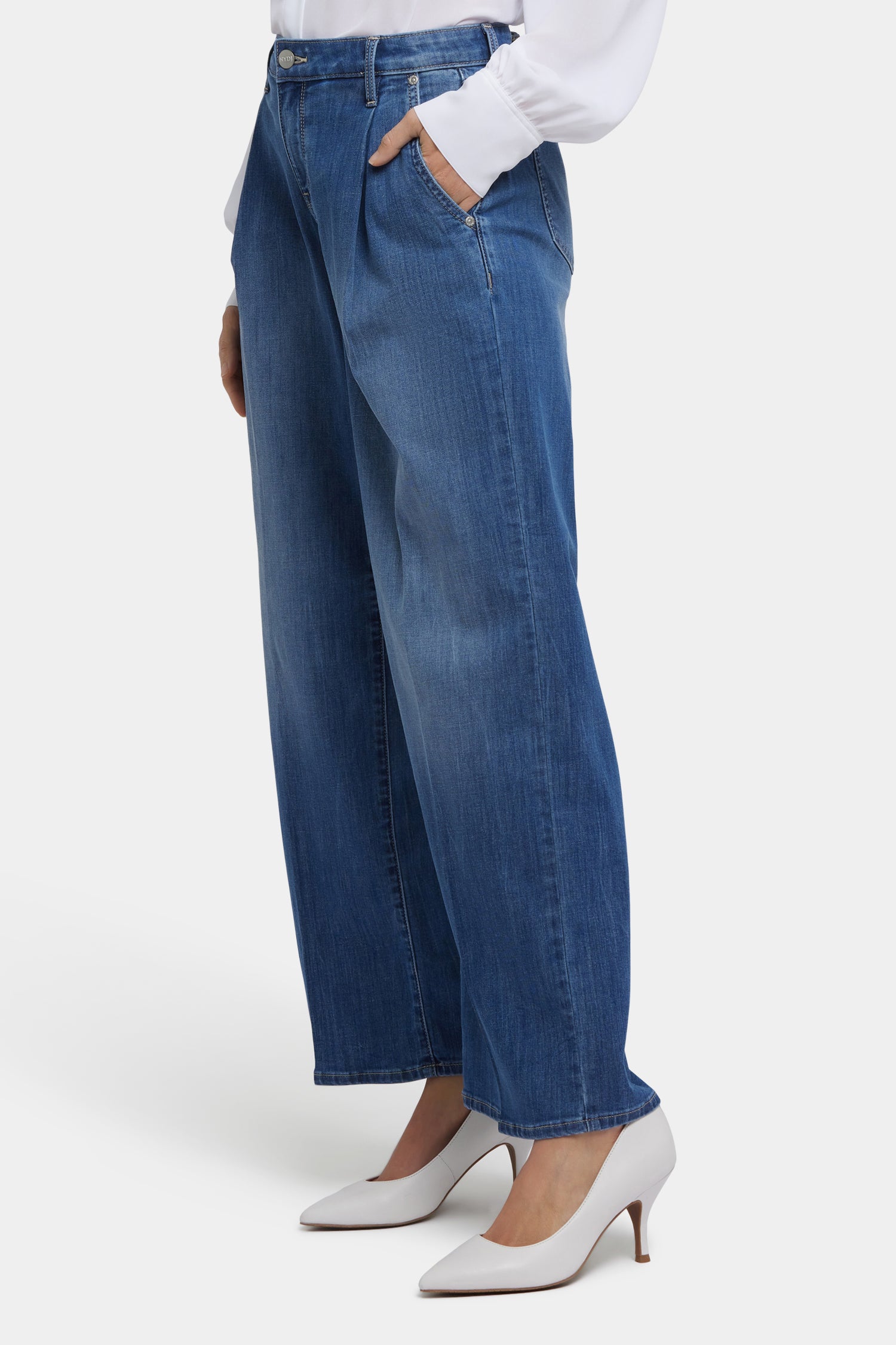 Teresa Wide Leg Ankle Jeans With Pleats - Romantic Indigo Blue | NYDJ