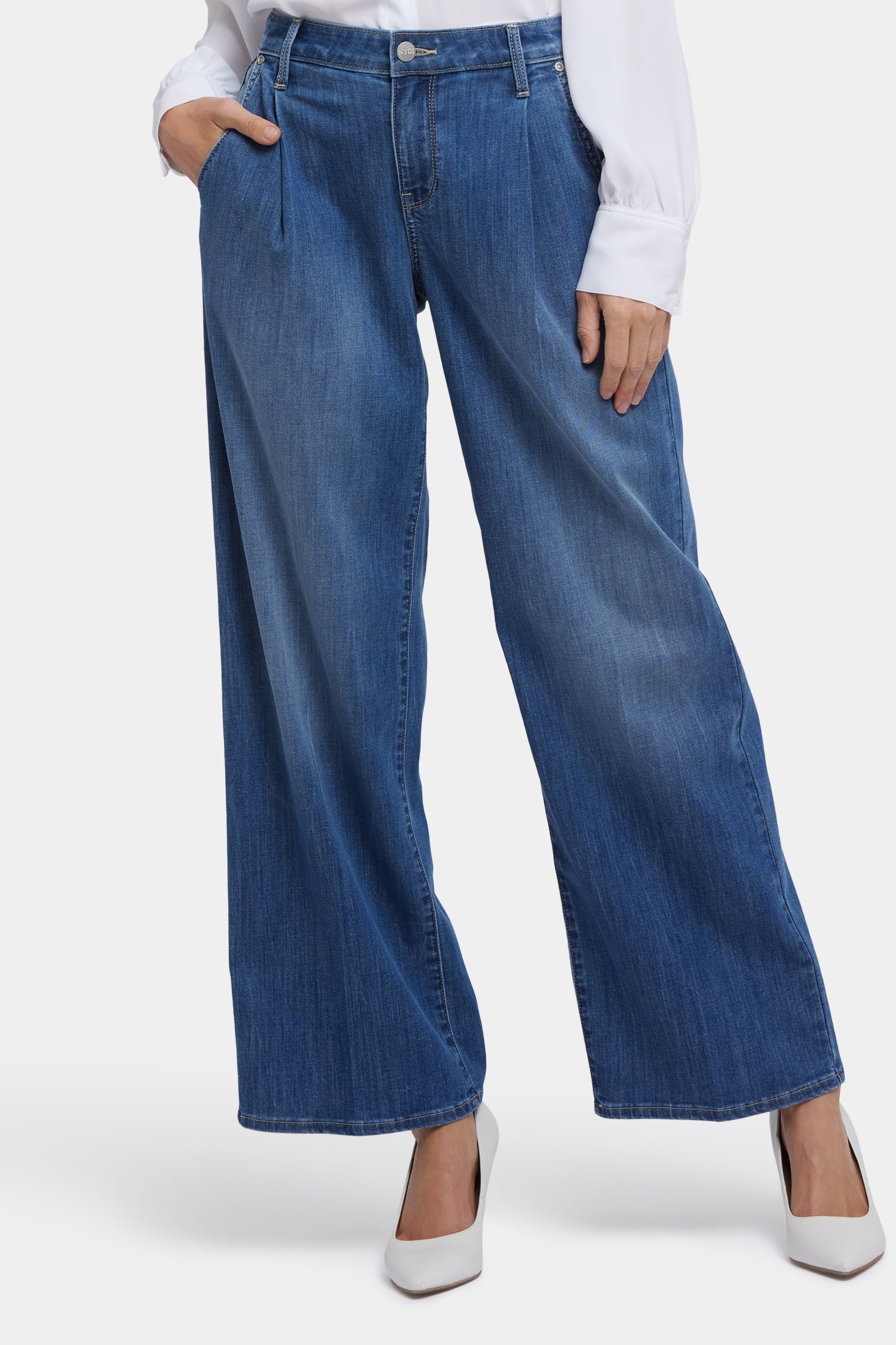 Teresa Wide Leg Ankle Jeans With Pleats - Romantic Indigo Blue | NYDJ