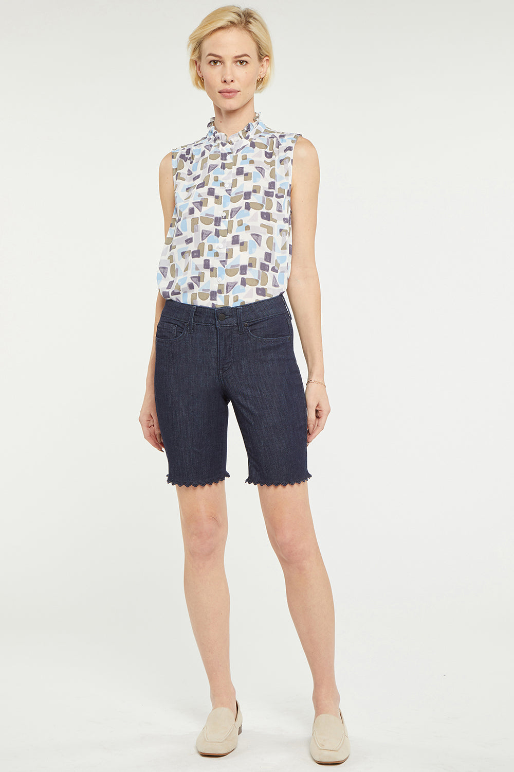 NYDJ Ella Denim Shorts With Scallop Hems - Lightweight Rinse