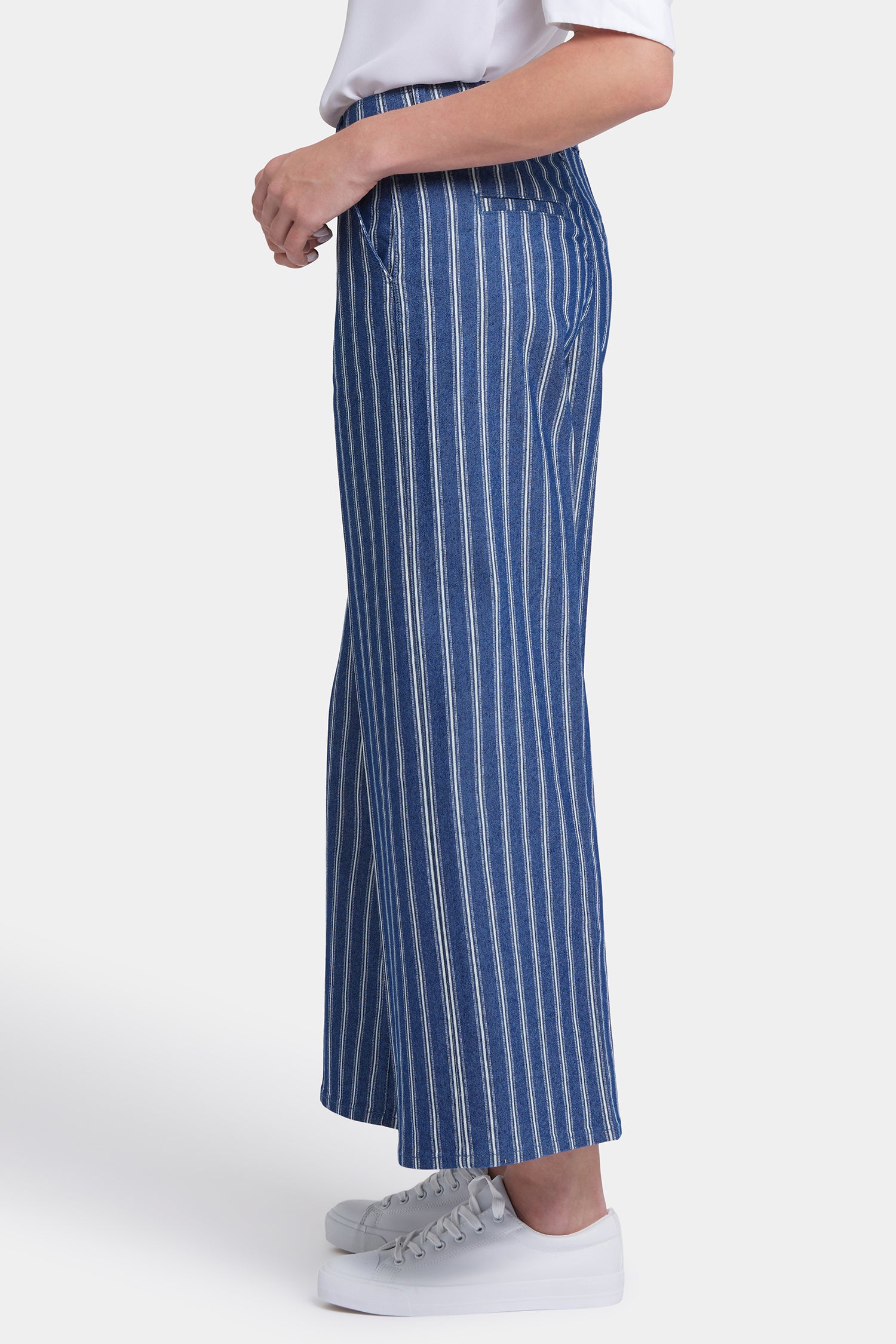 Mona Wide Leg Trouser Ankle Jeans With High Rise - Huelva Stripe