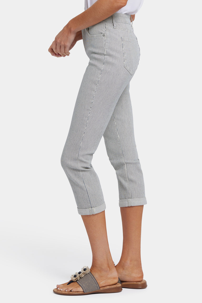 NYDJ Chloe Skinny Capri Jeans With Roll Cuffs - Luarca Stripe