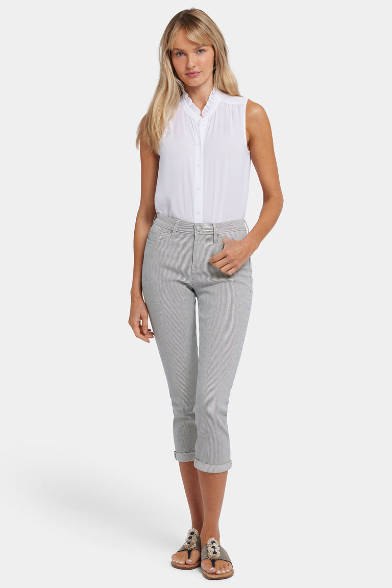 NYDJ Chloe Skinny Capri Jeans With Roll Cuffs - Luarca Stripe