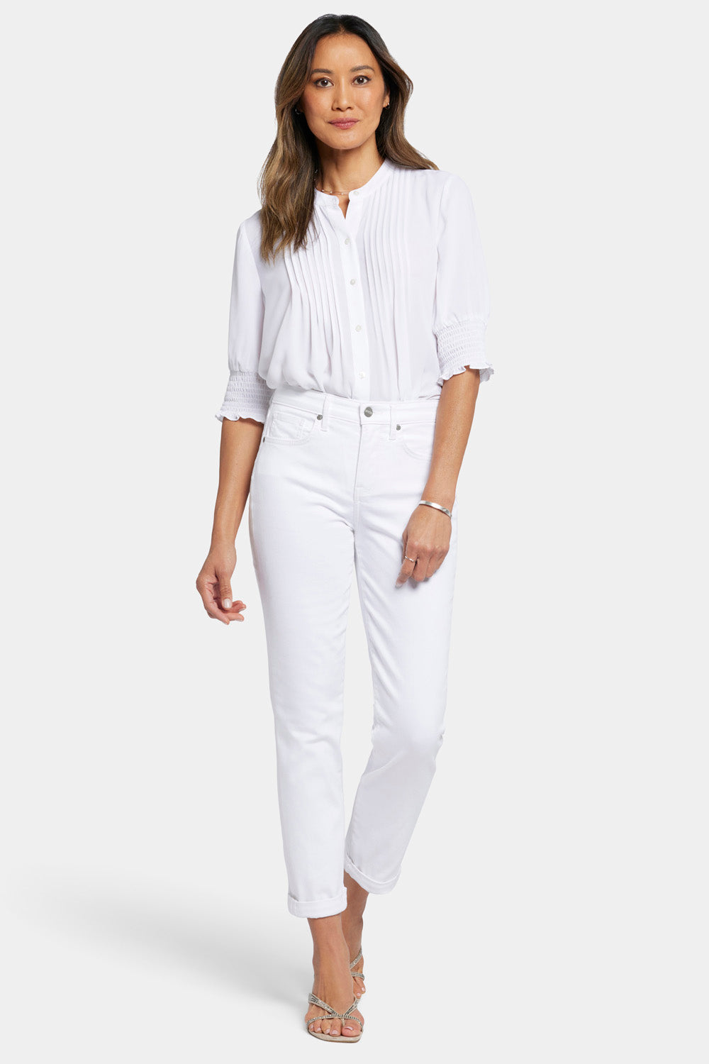 NYDJ Margot Girlfriend Jeans With Roll Cuffs - Optic White