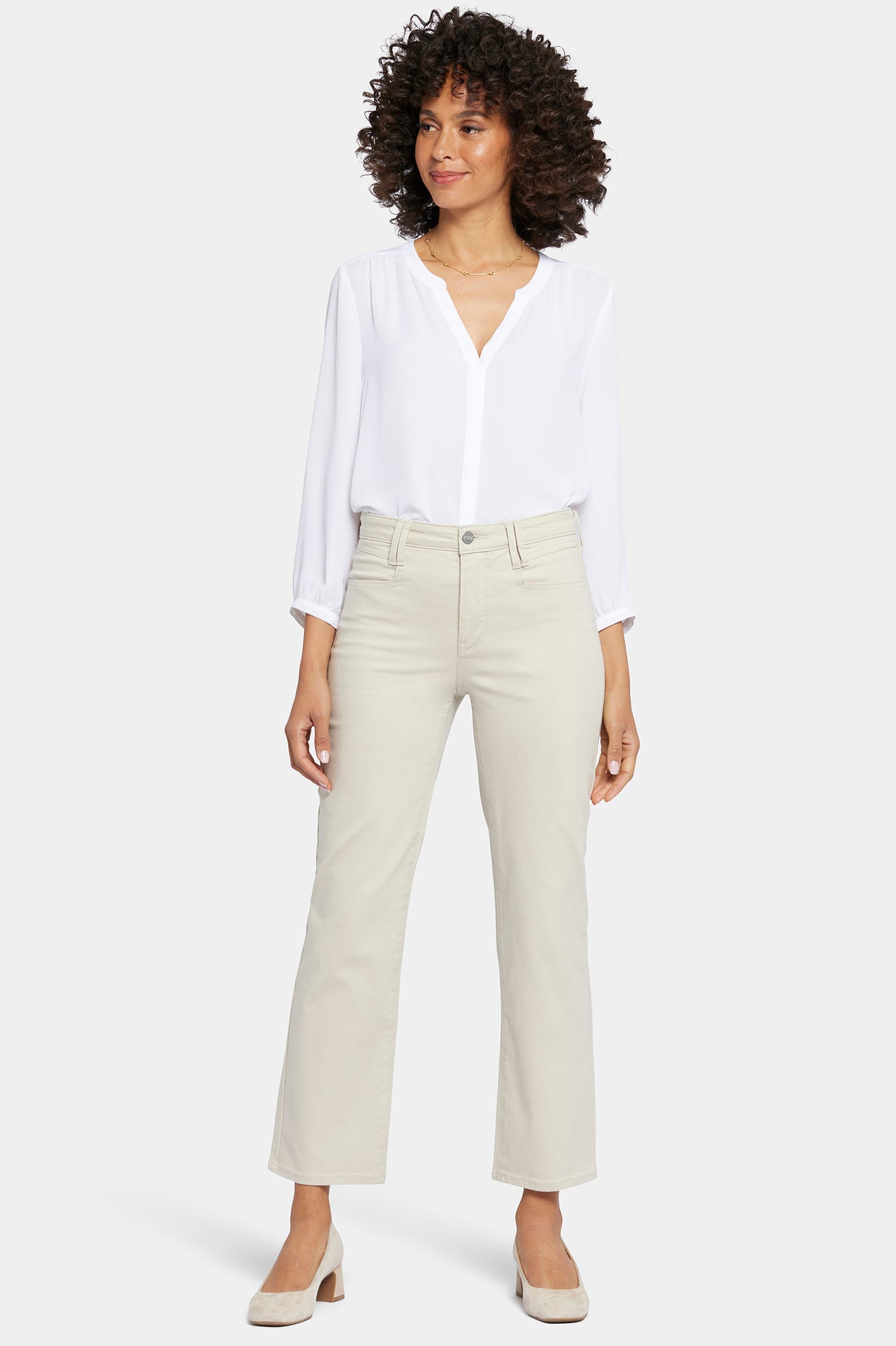 NYDJ Bailey Relaxed Straight Ankle Jeans With High Rise And Square Pockets - Feather