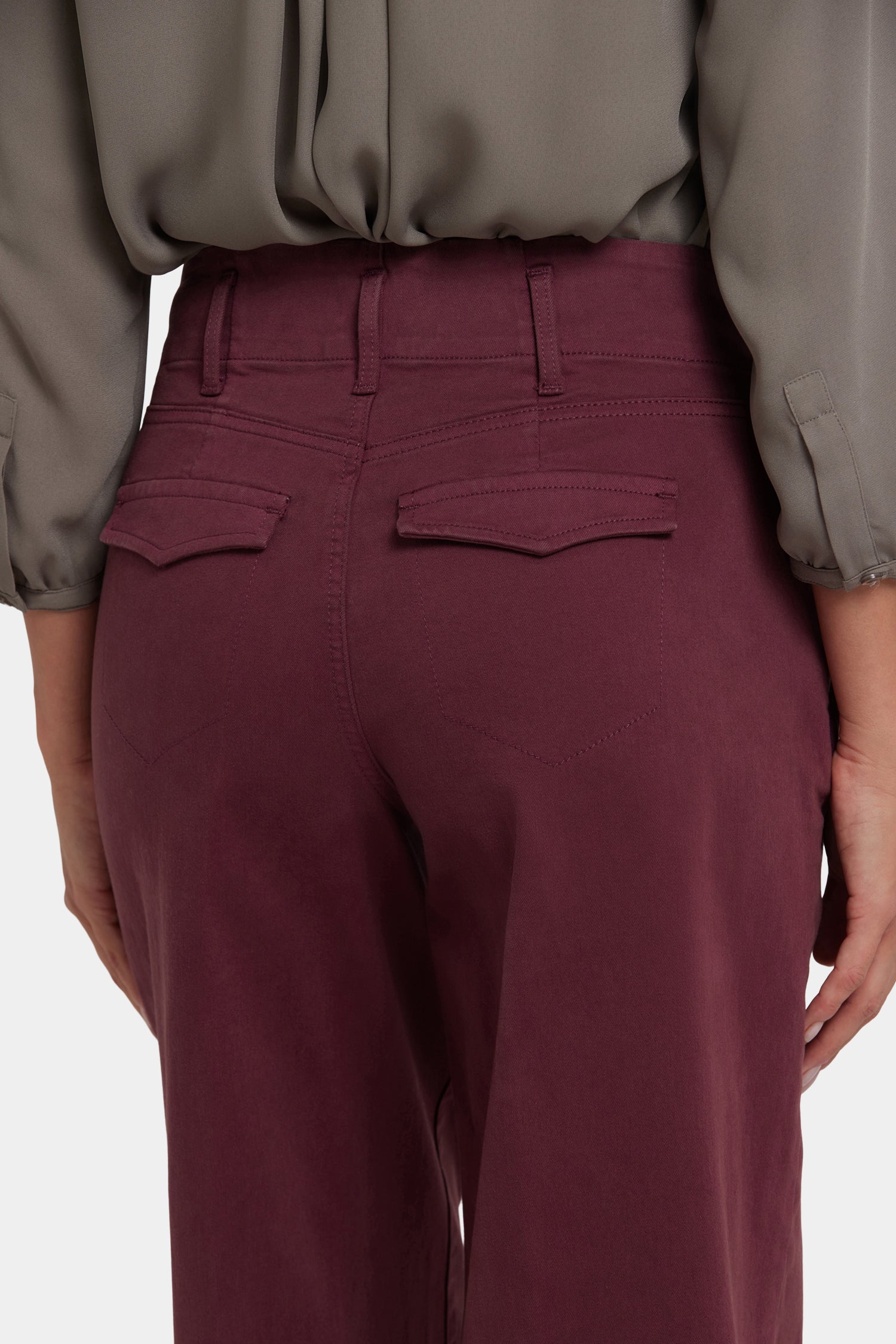 Mona Wide Leg Trouser Jeans With High Rise - Sienna Red Red | NYDJ