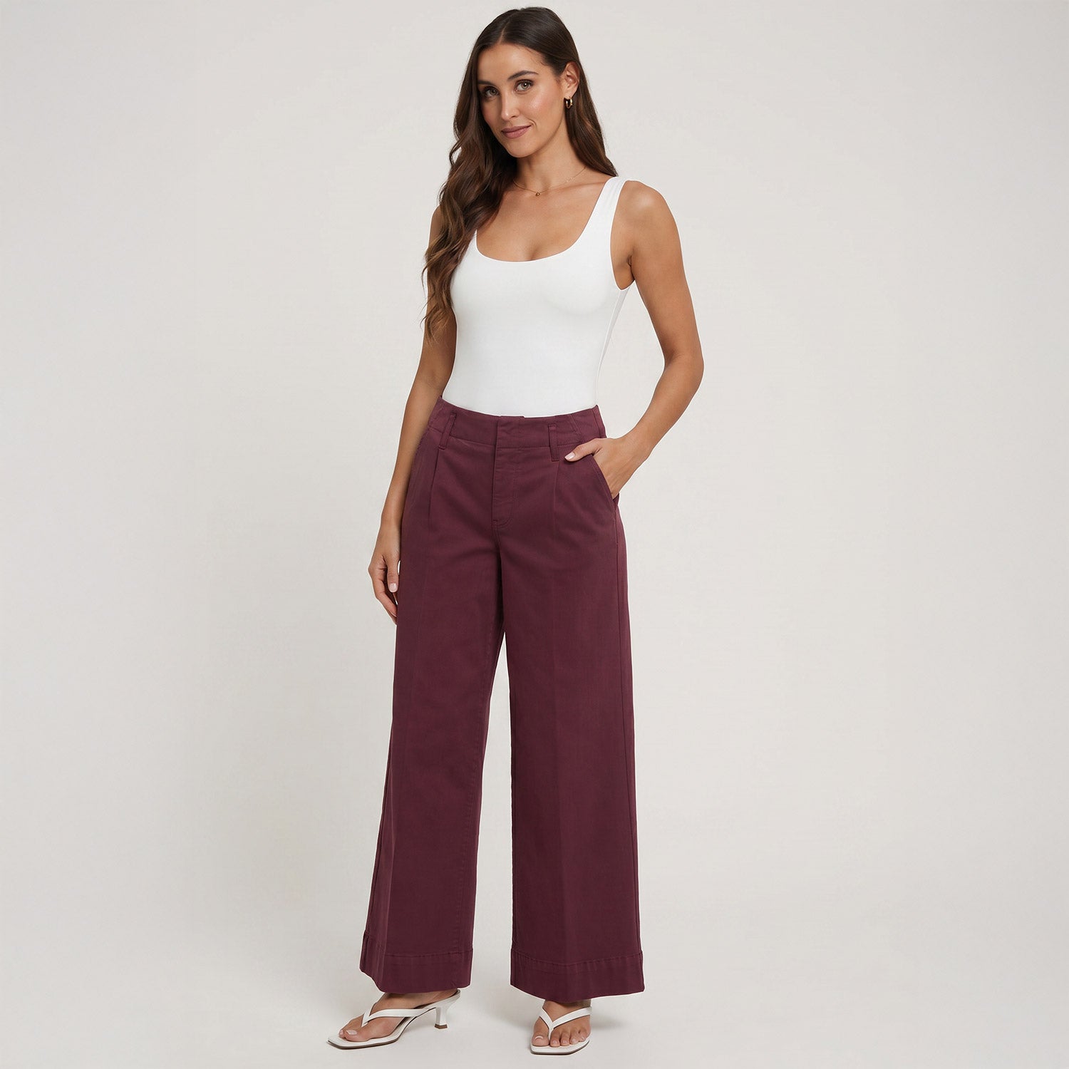 NYDJ Mona Wide Leg Trouser Jeans With High Rise - Sienna Red