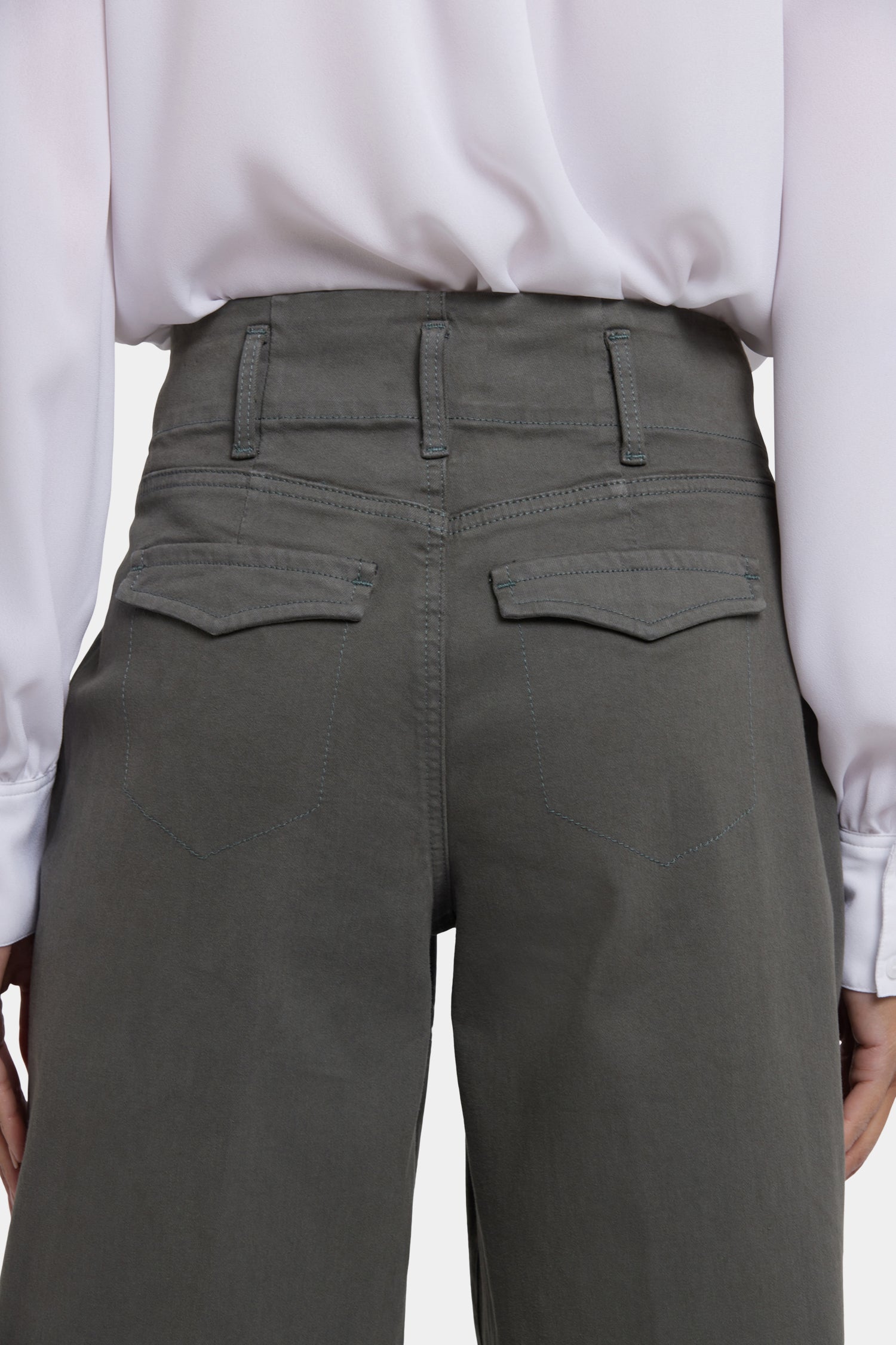 Mona Wide Leg Trouser Jeans With High Rise - Vine Leaf Green | NYDJ