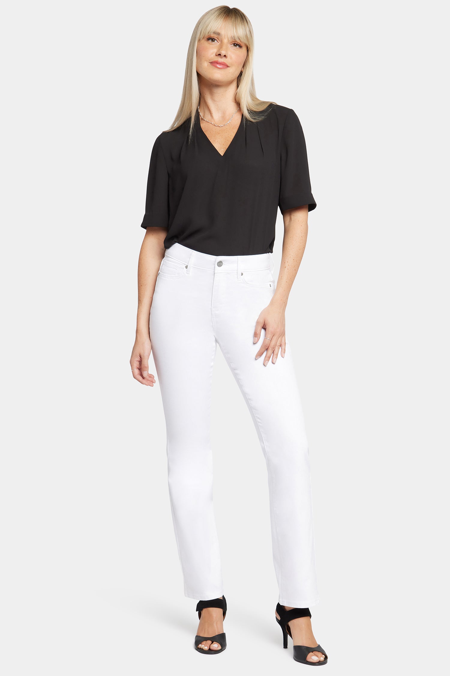 NYDJ Ellison Straight Jeans With High Rise - Optic White