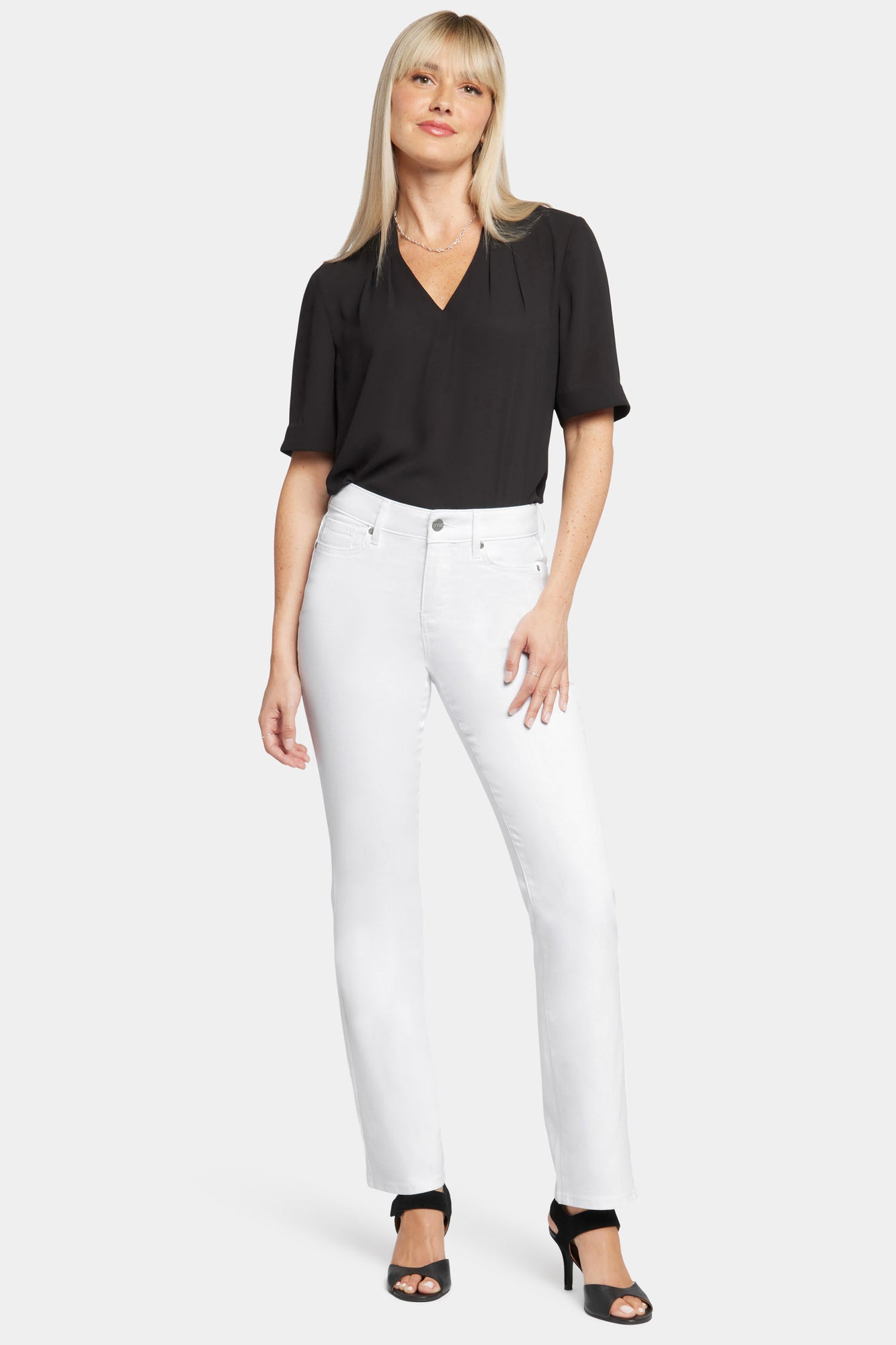 NYDJ Ellison Straight Jeans  With High Rise - Optic White