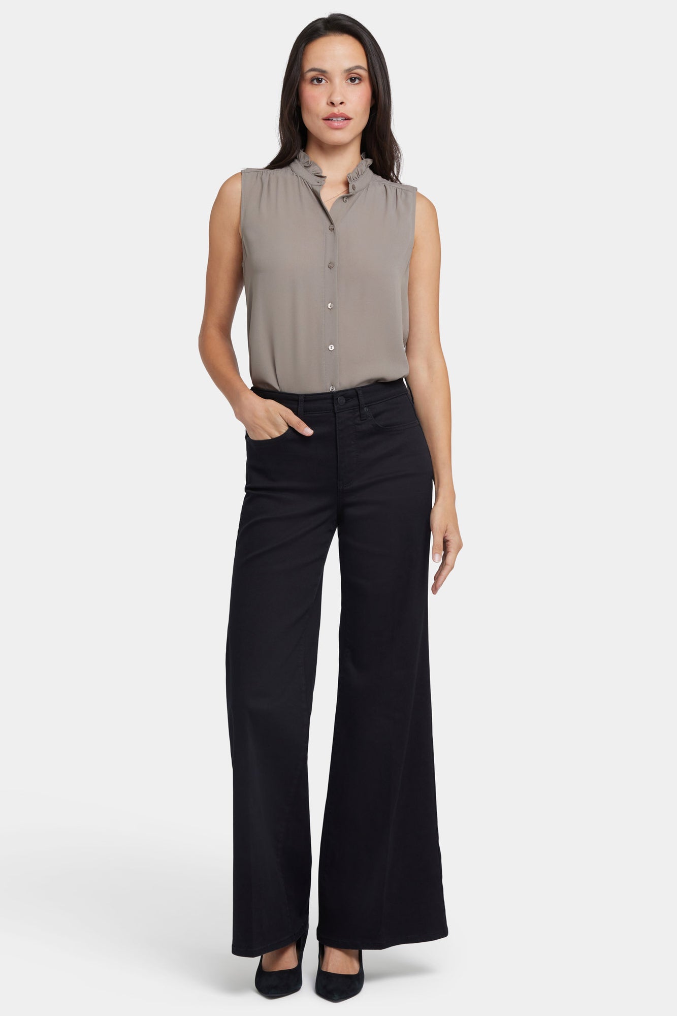 NYDJ Mia Palazzo Jeans With High Rise - Black