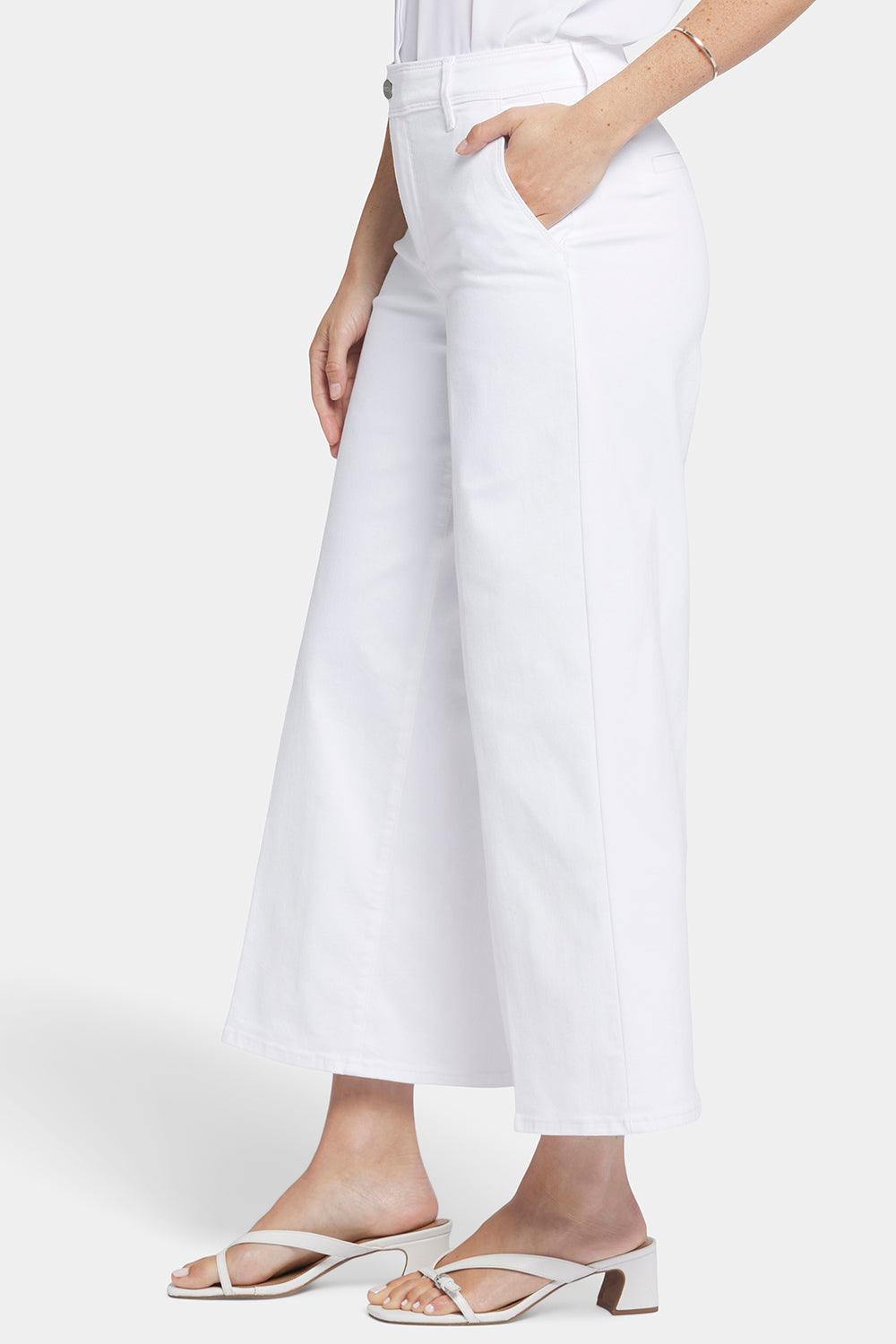 NYDJ Mona Wide Leg Trouser Ankle Jeans  With High Rise - Optic White