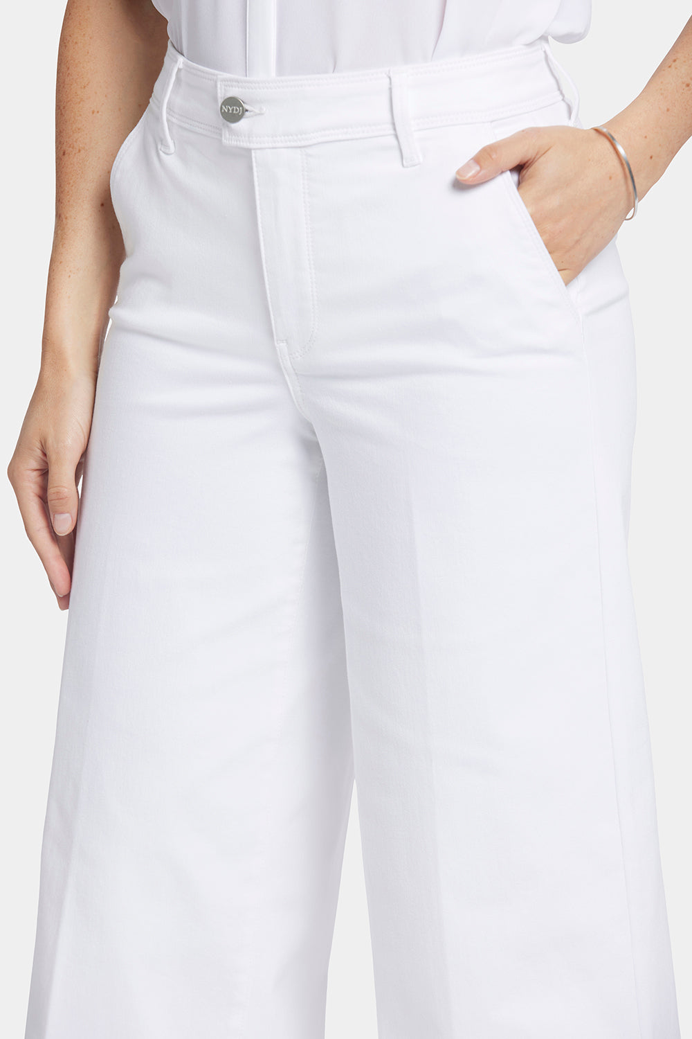 NYDJ Mona Wide Leg Trouser Ankle Jeans  With High Rise - Optic White