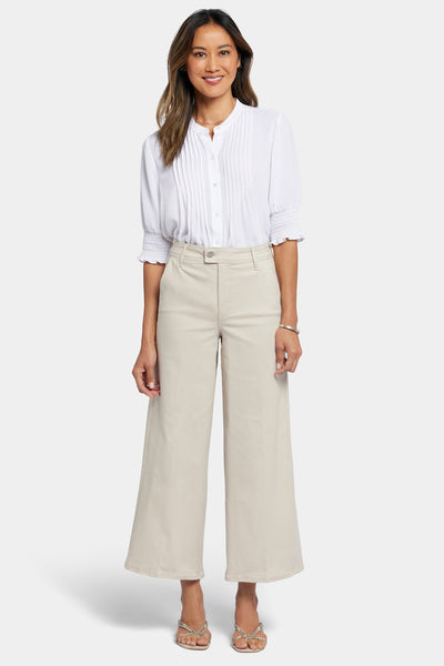 Mona Wide Leg Trouser Ankle Jeans With High Rise - Feather Tan | NYDJ