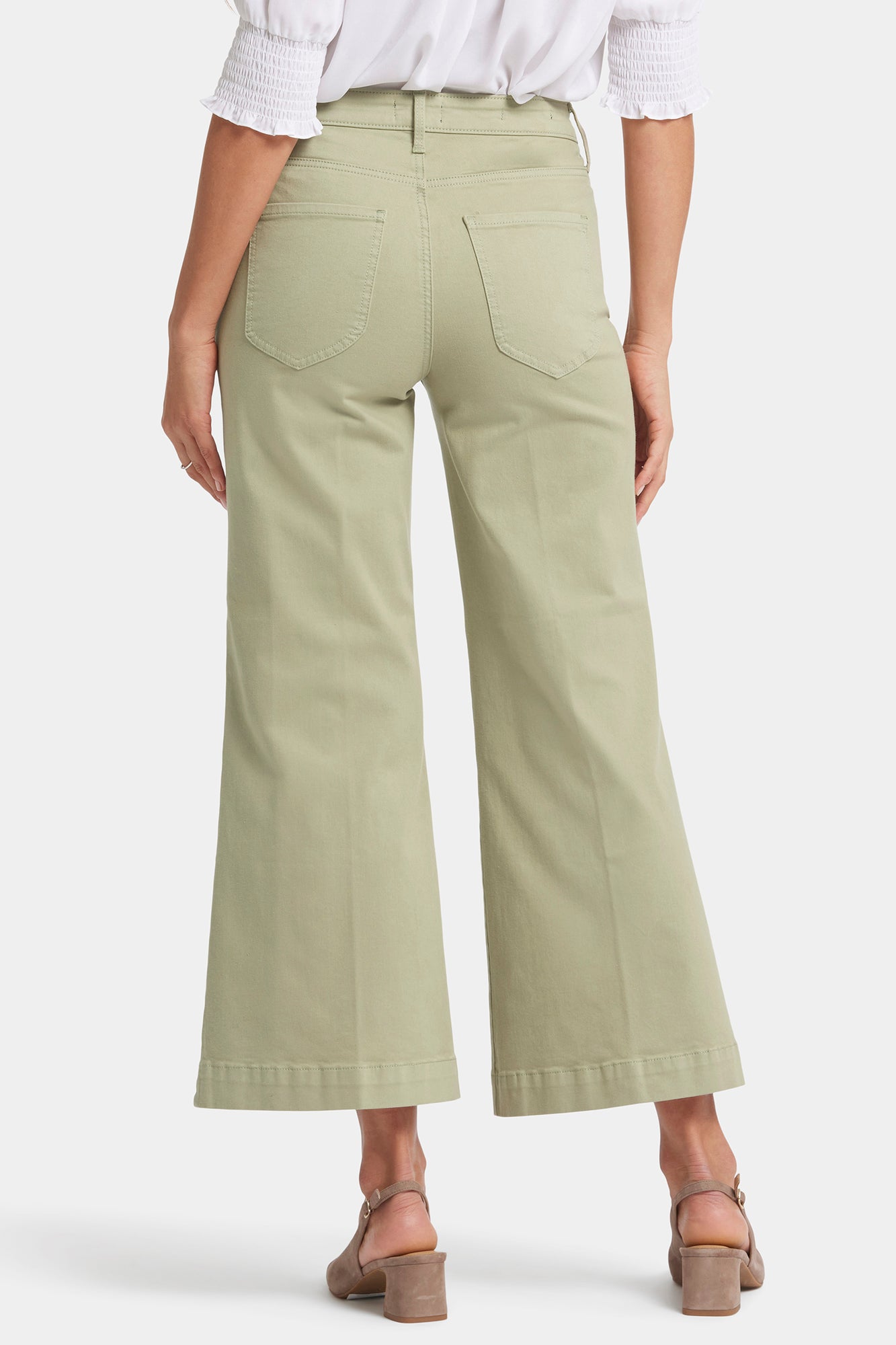 NYDJ Mia Palazzo Ankle Jeans With High Rise And Side Slits - Juniper Green