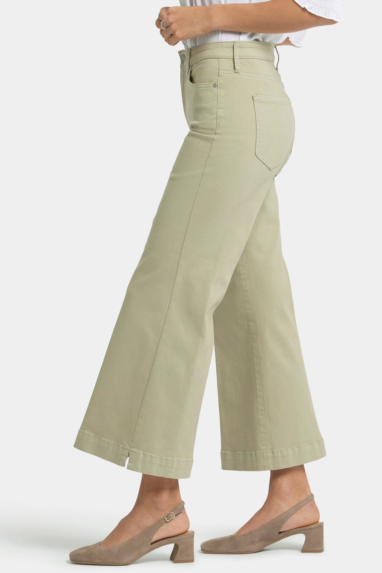 NYDJ Mia Palazzo Ankle Jeans With High Rise And Side Slits - Juniper Green