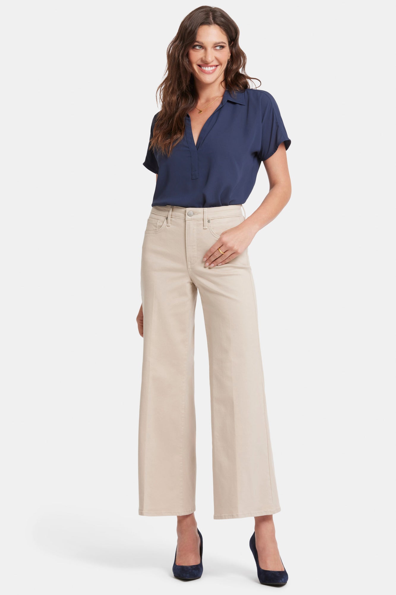 NYDJ Mia Palazzo Ankle Jeans With High Rise - Feather