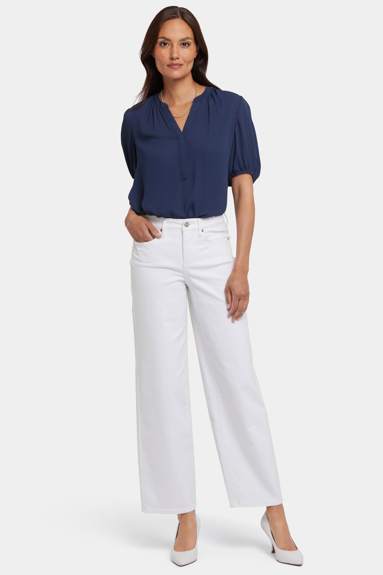 NYDJ Jemma Barrel Jeans With High Rise - Optic White