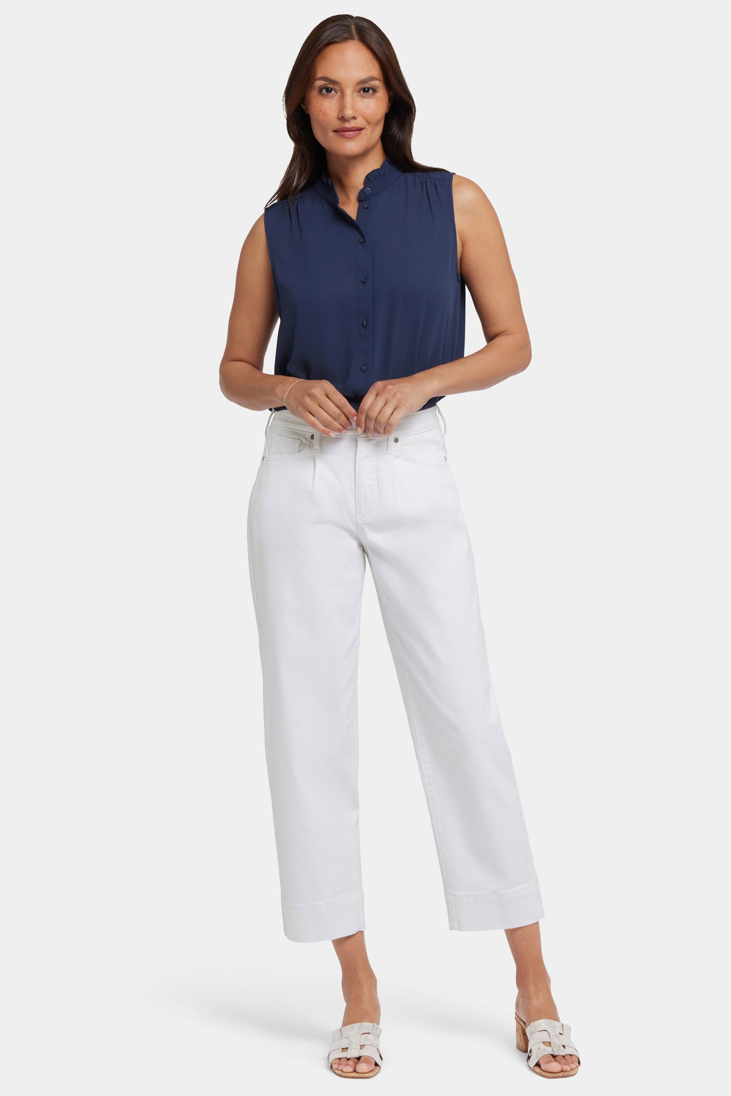 NYDJ Balloon Ankle Jeans With Pleats - Optic White