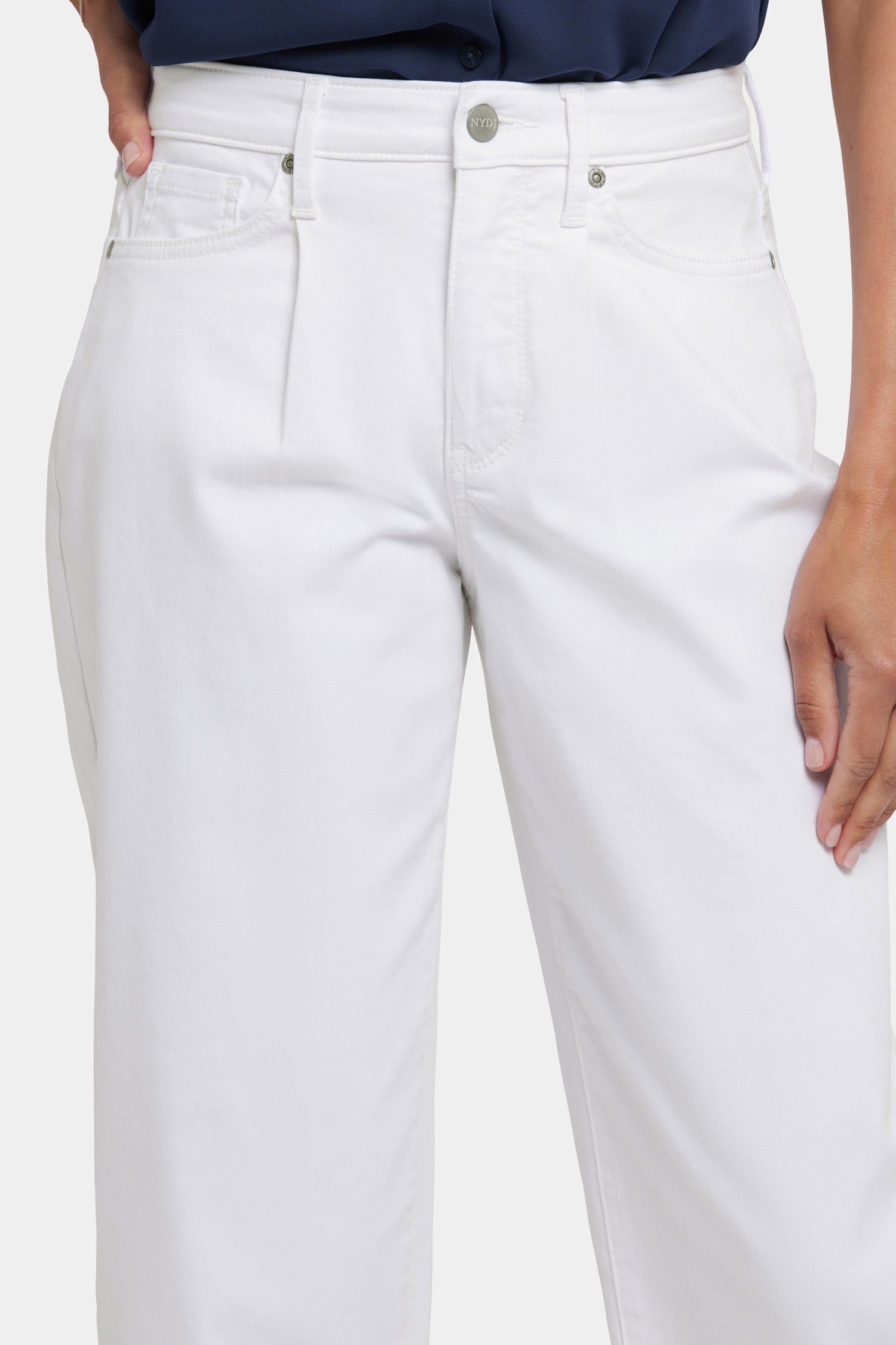NYDJ Balloon Ankle Jeans With Pleats - Optic White
