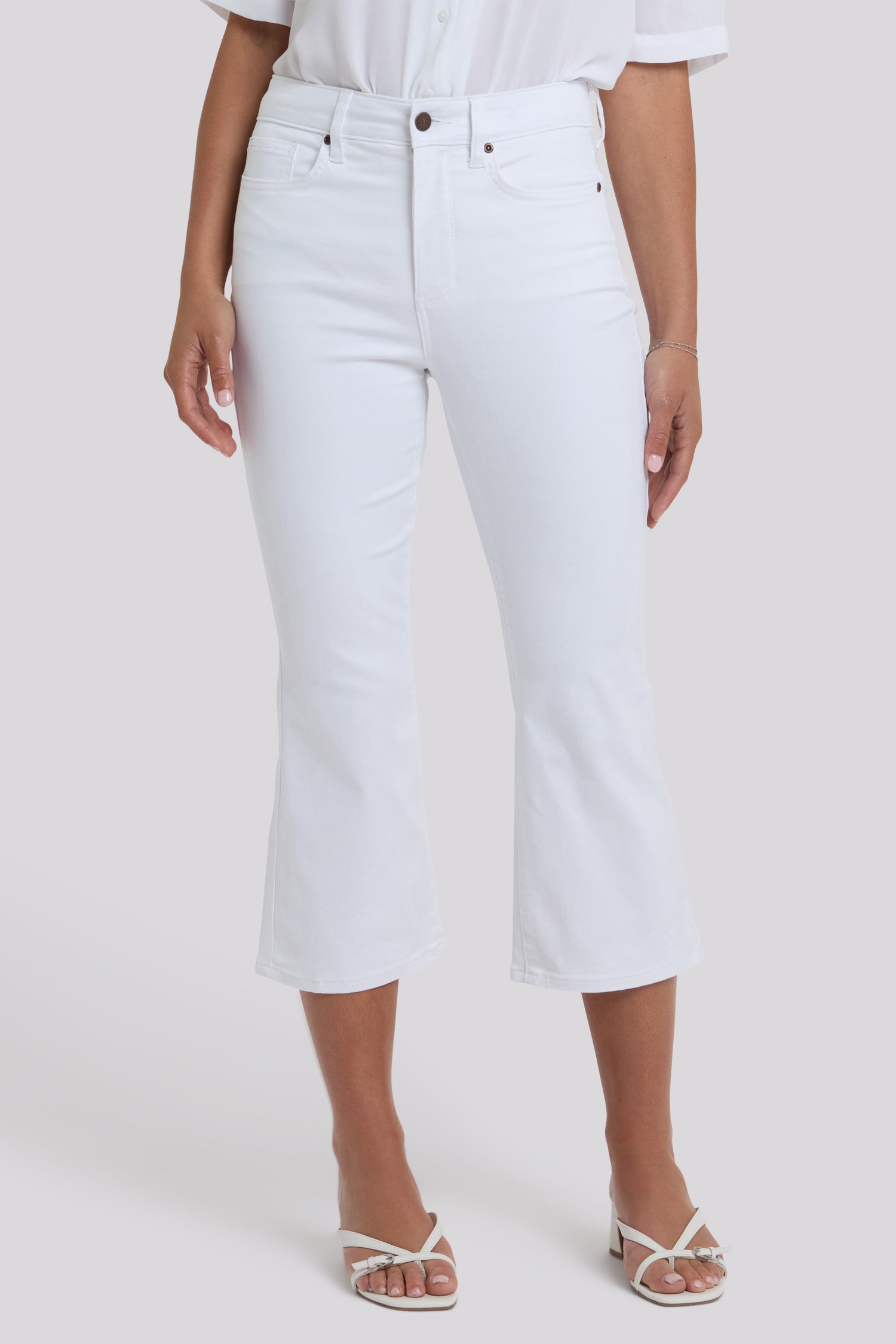 Monica Kick Flare Crop Jeans With High Rise - Optic White White | NYDJ